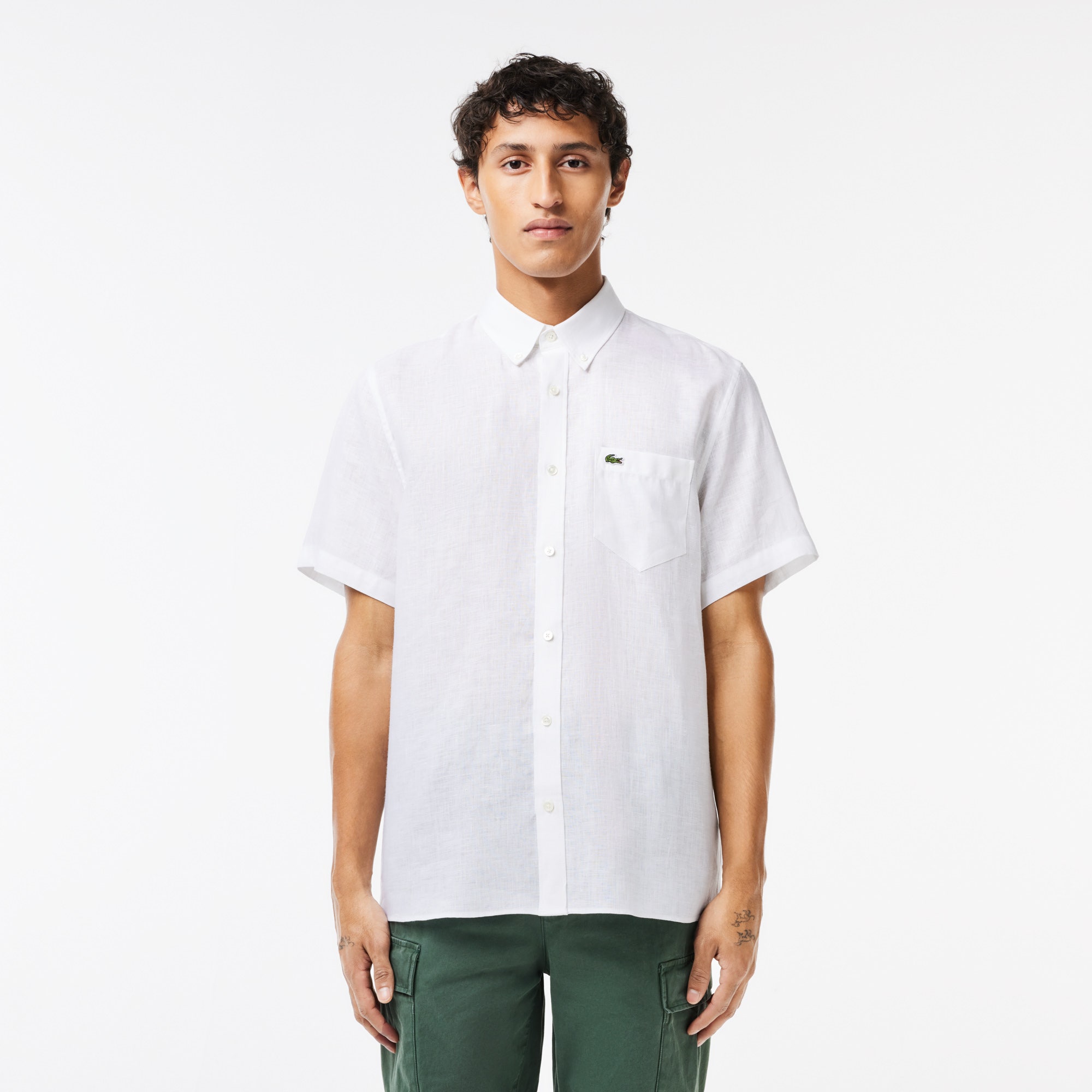Men's Lacoste Short Sleeve Linen Shirt