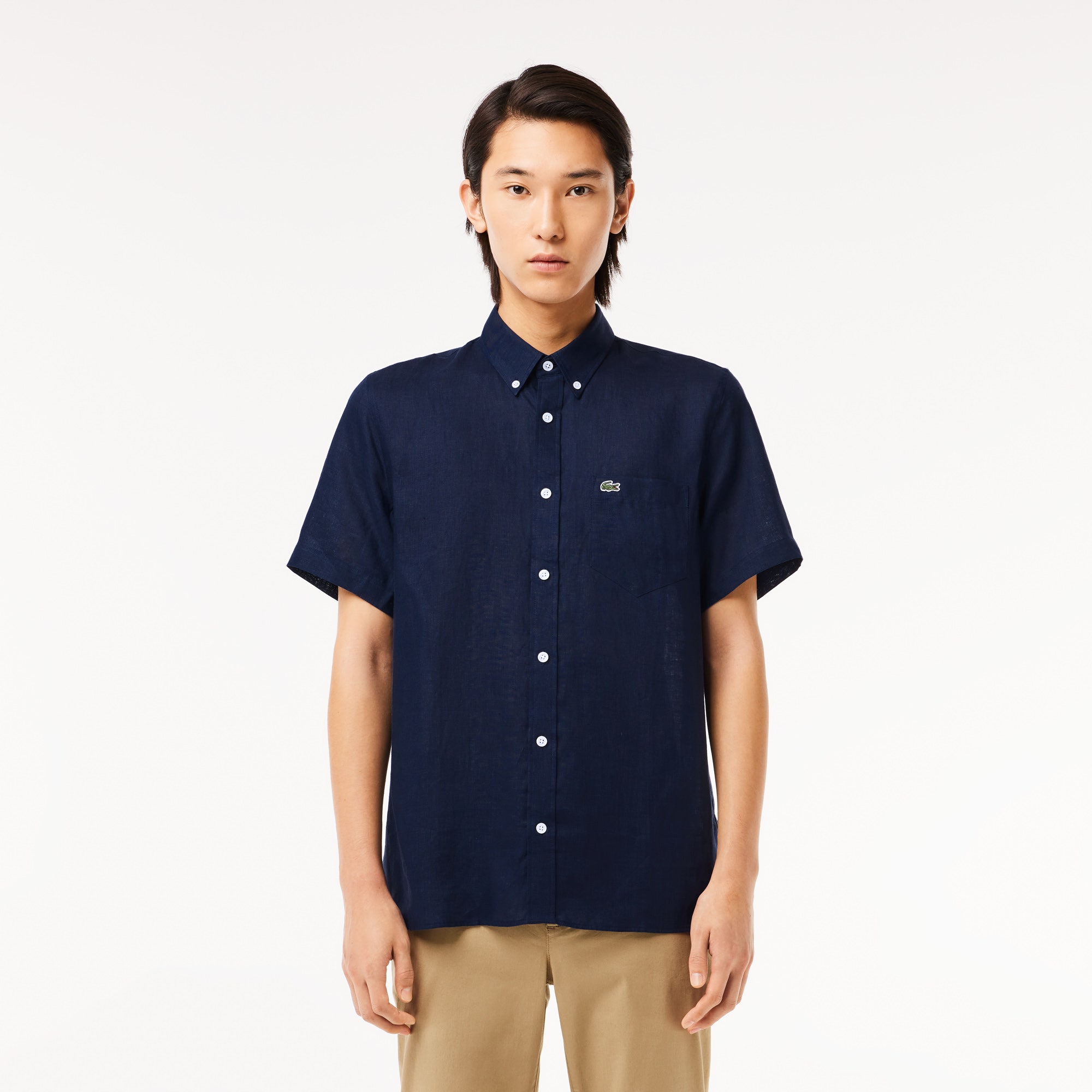 Men's Lacoste Short Sleeve Linen Shirt