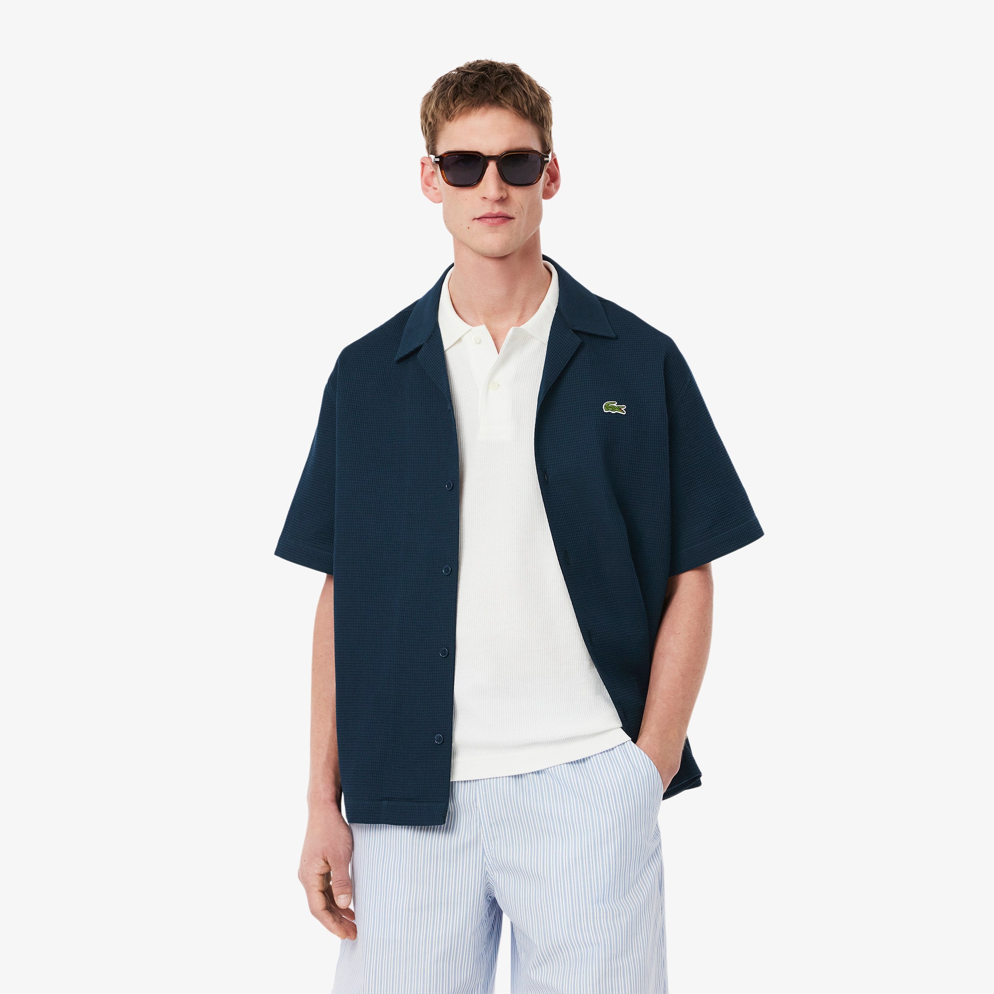 Relaxed Fit Waffle Texture Shirt