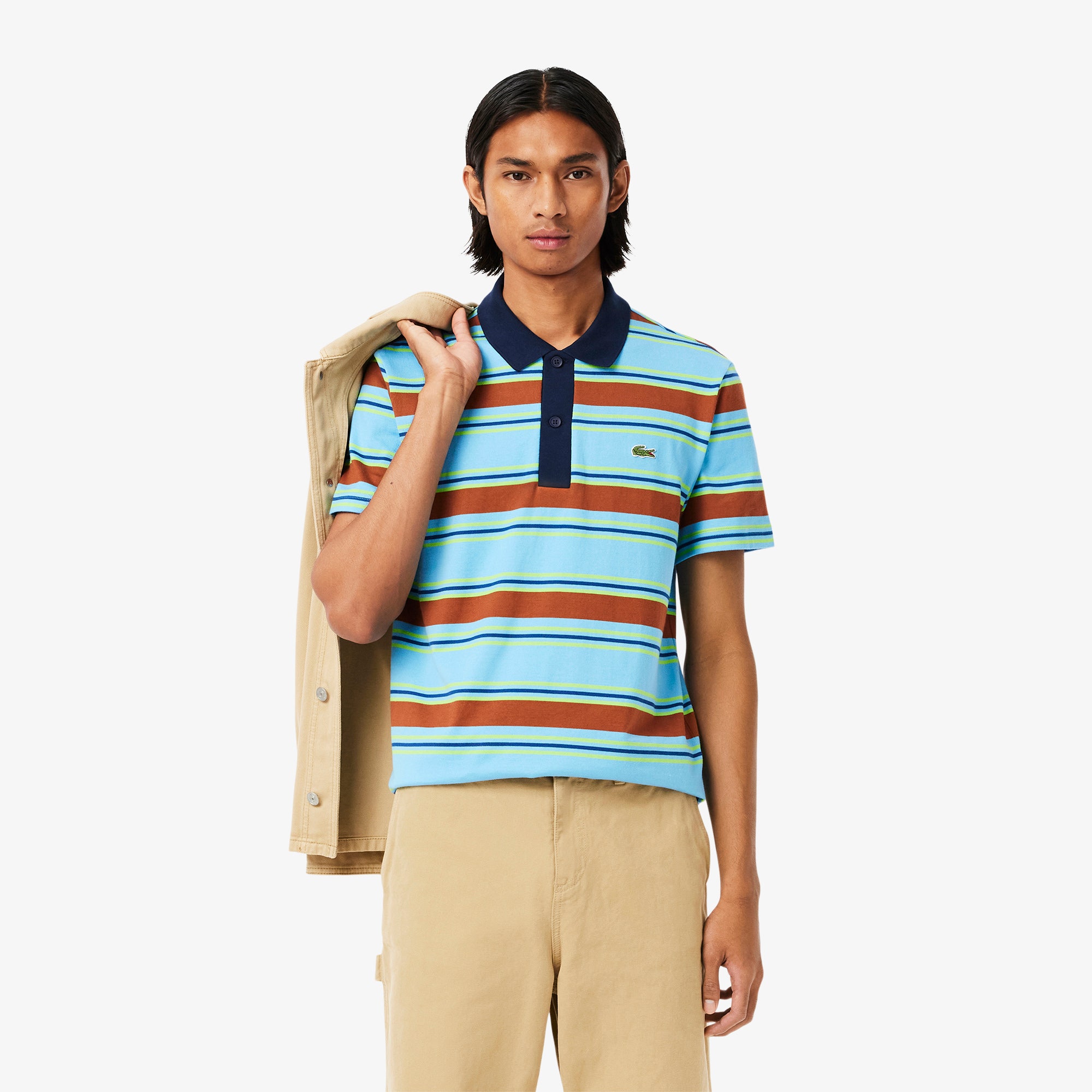 Regular Fit Striped Cotton Polo Shirt