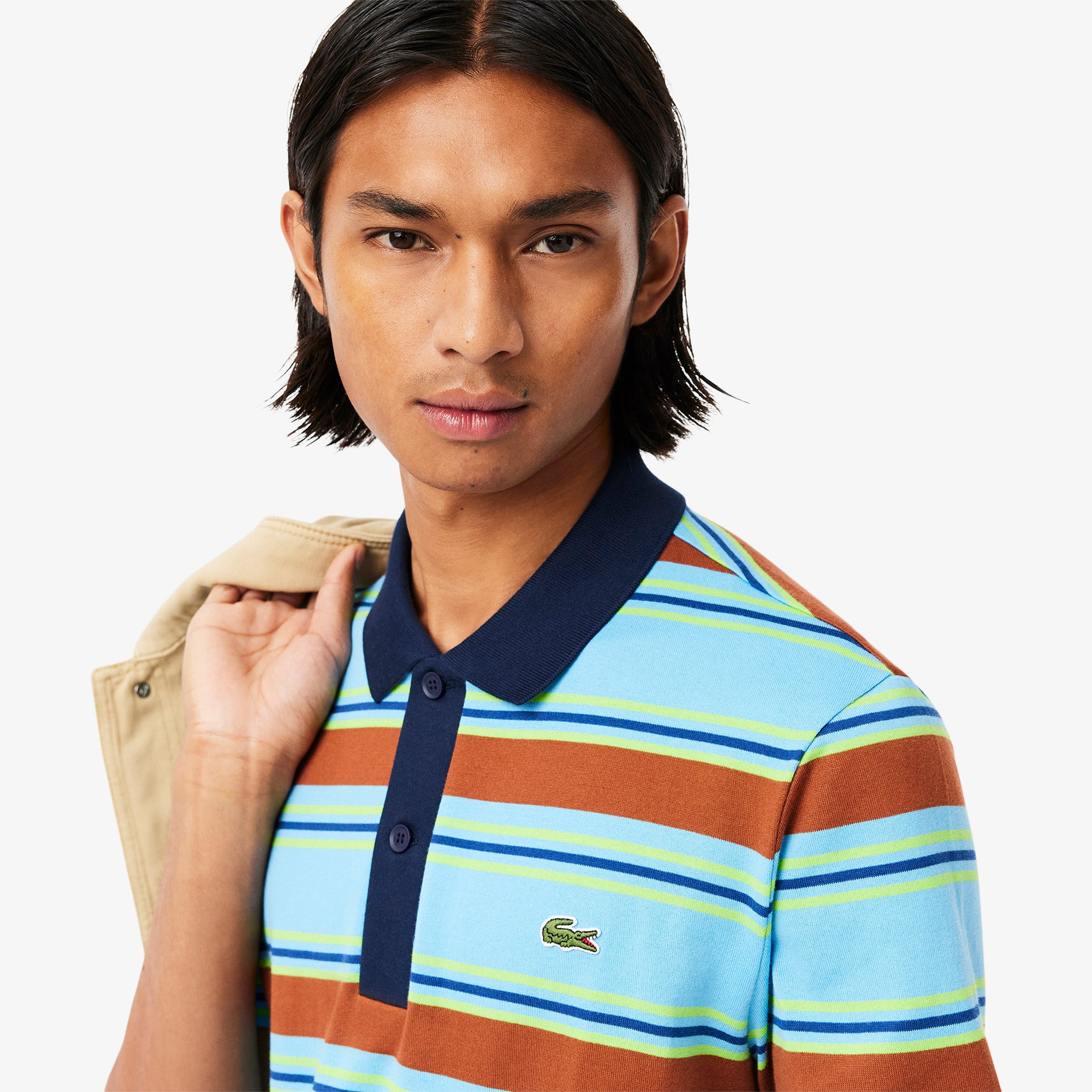 Regular Fit Striped Cotton Polo Shirt