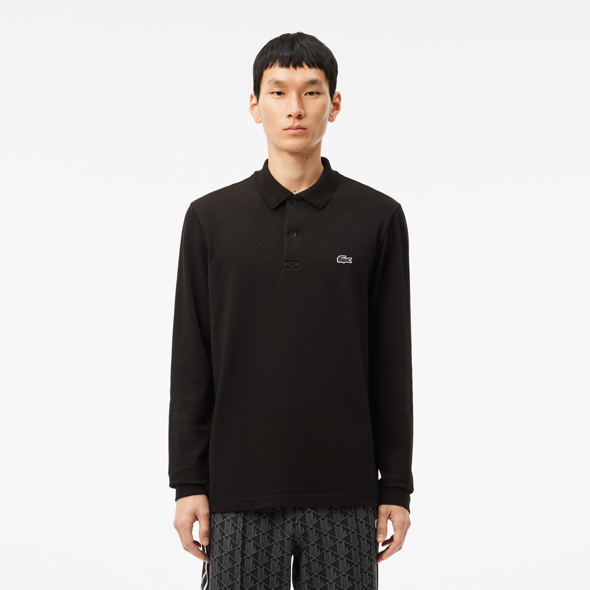 Regular Fit Long Sleeved Cotton Polo Shirt