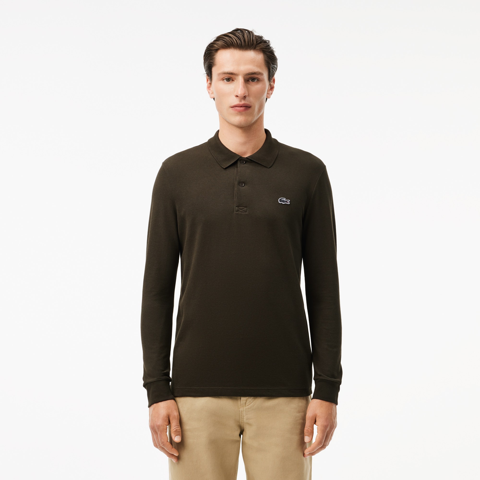 Regular Fit Long Sleeved Cotton Polo Shirt