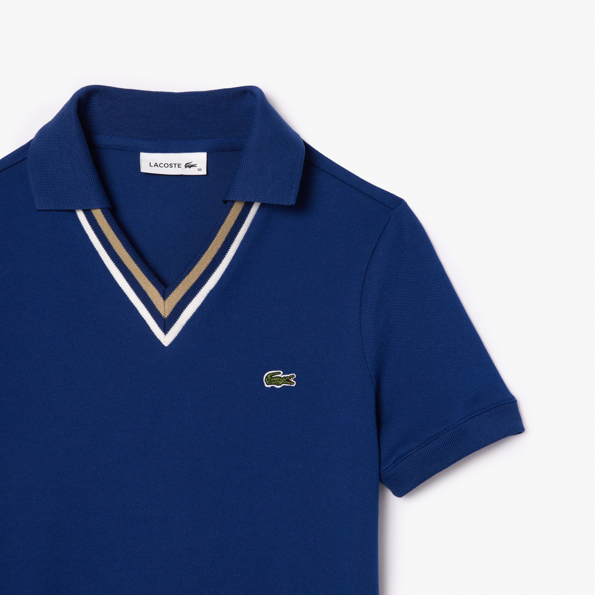 Slim Fit V Neck Stretch Pique Polo Dress