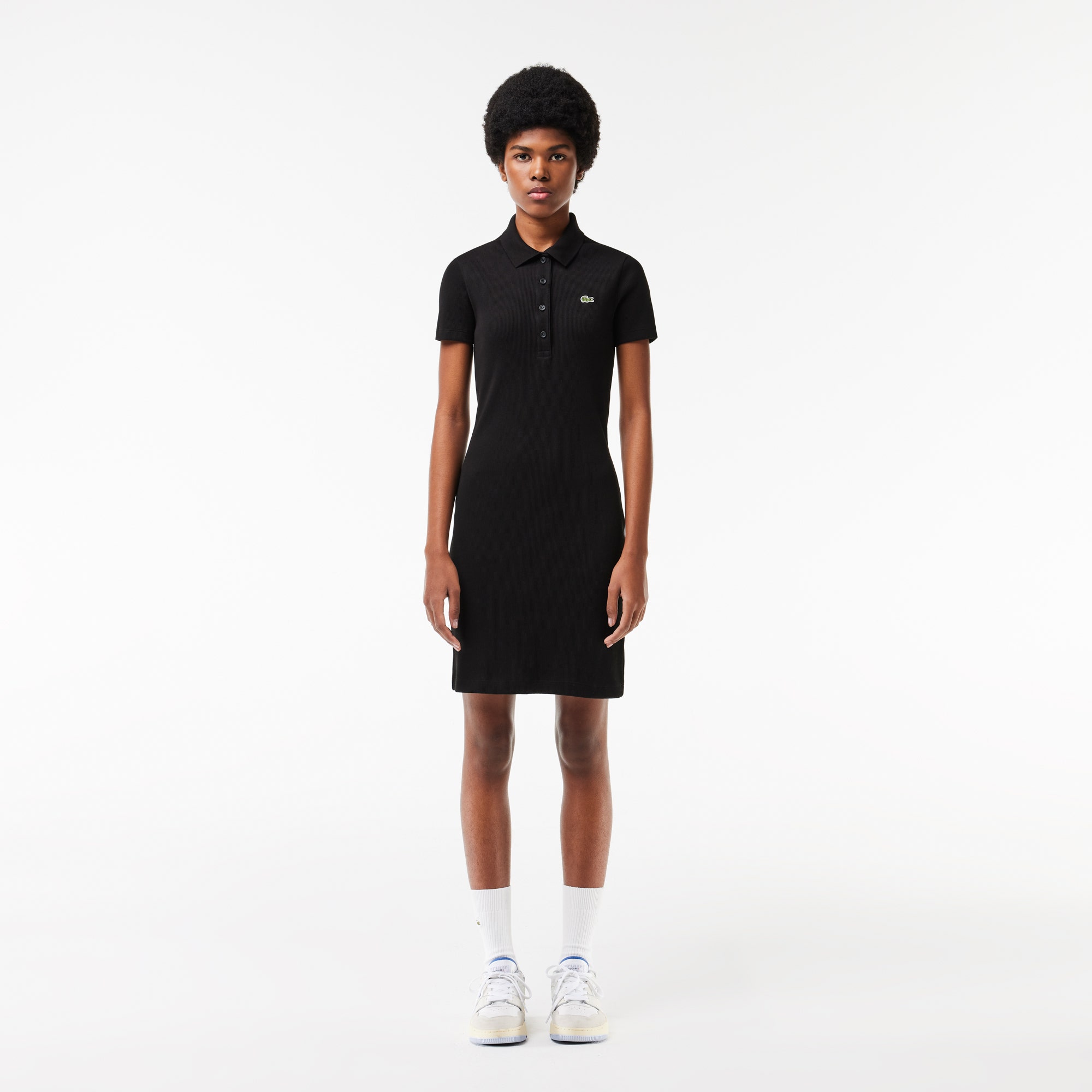Short Sleeved Slim Fit Ribbed Cotton Dress