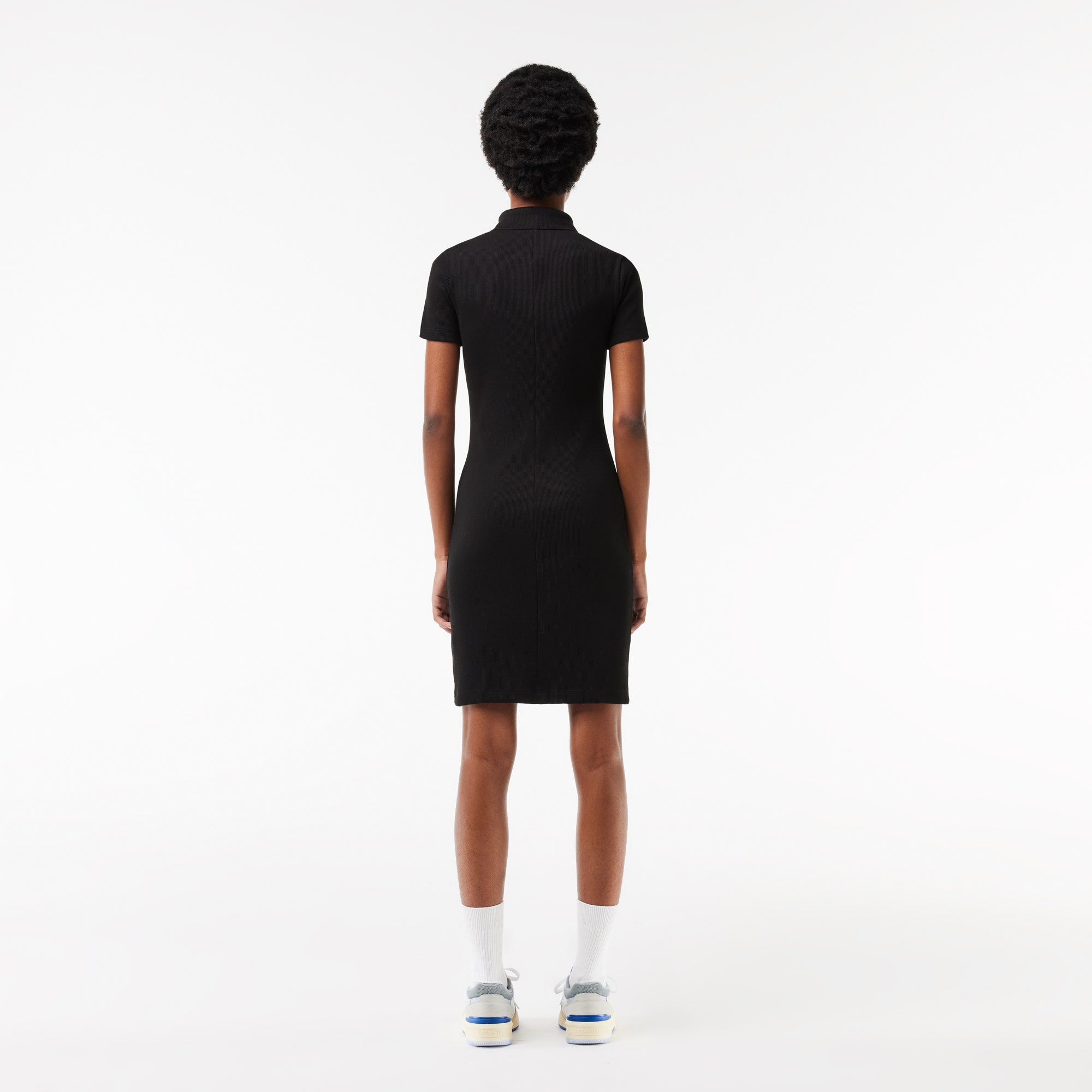 Short Sleeved Slim Fit Ribbed Cotton Dress