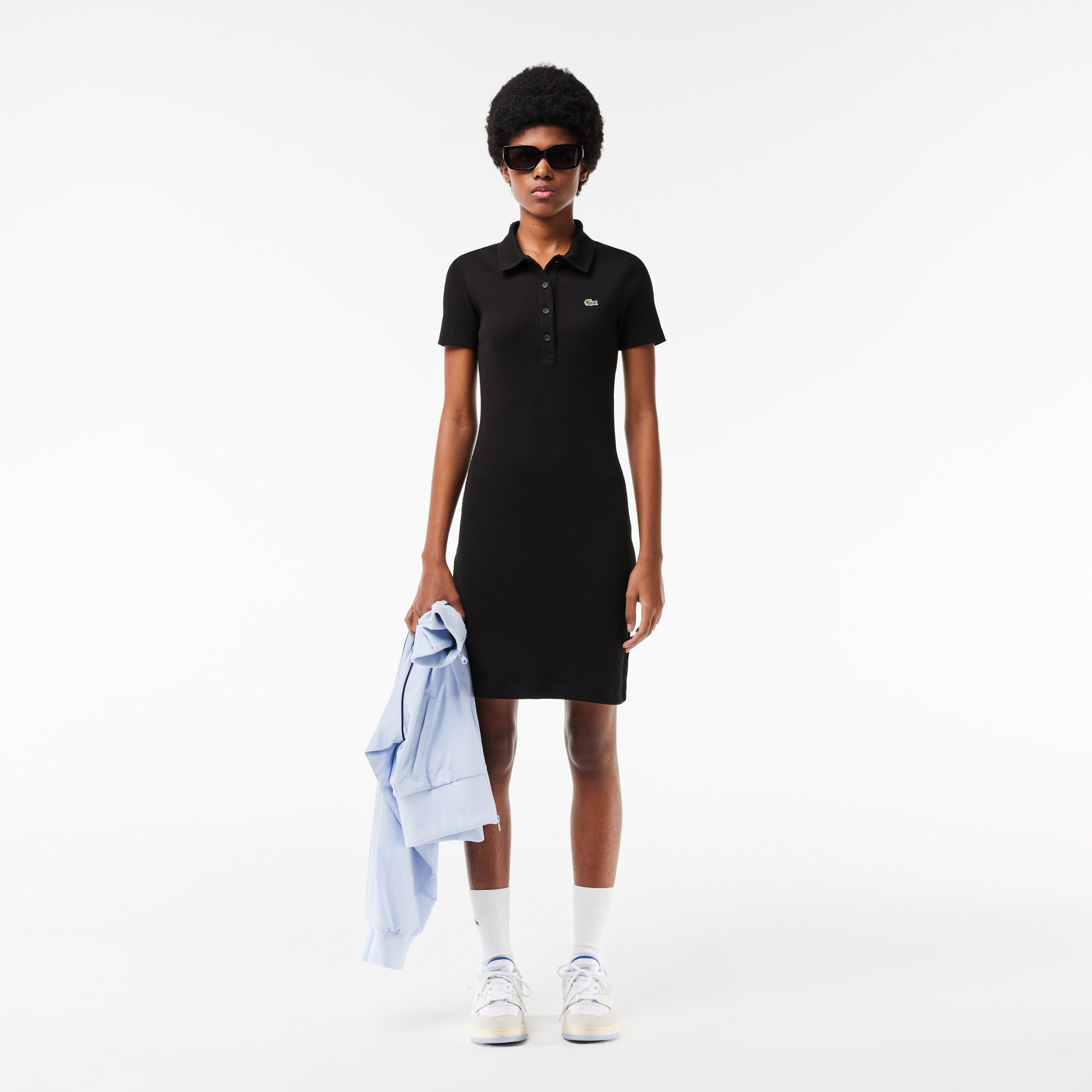 Short Sleeved Slim Fit Ribbed Cotton Dress