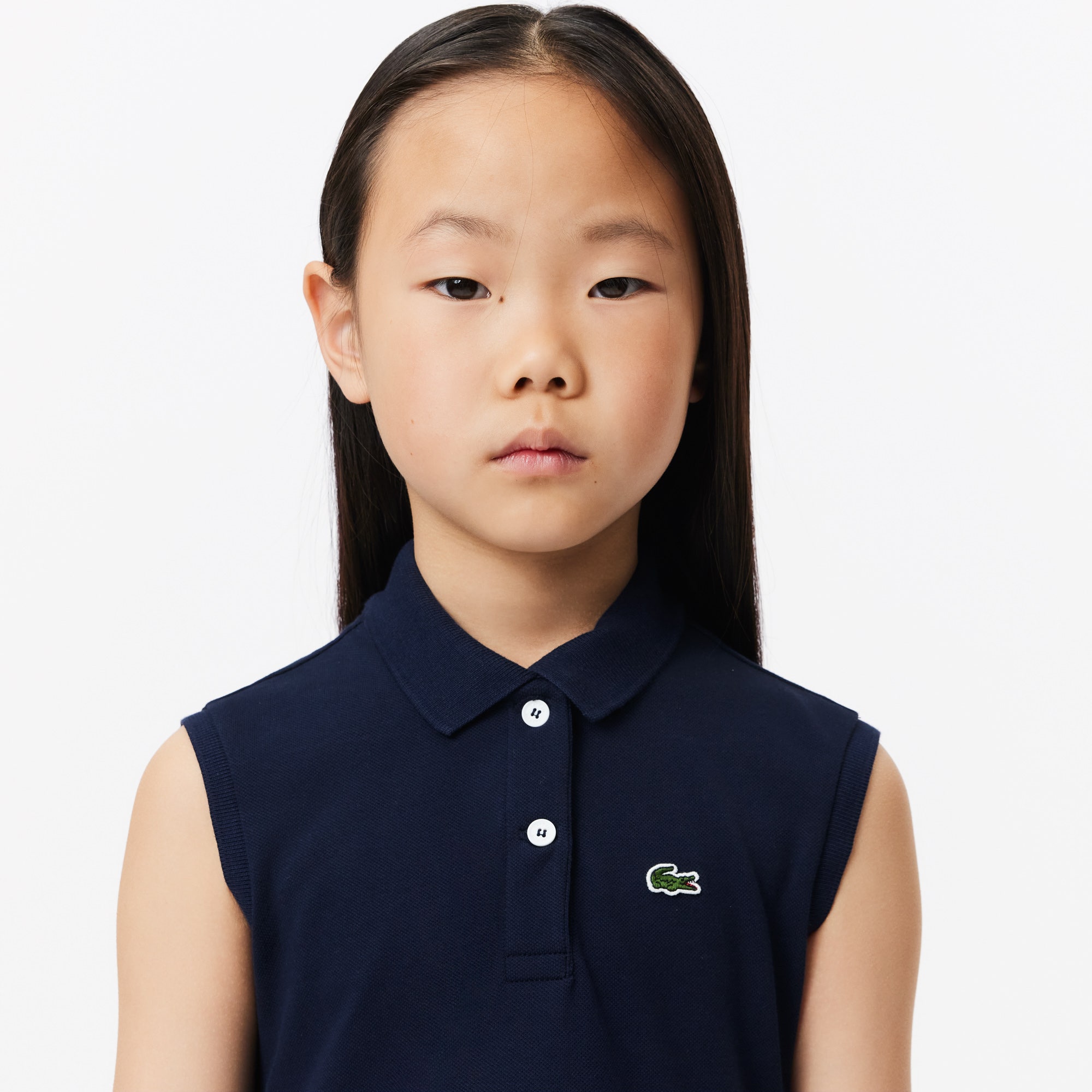 Girls' Lacoste Fit and Flare Stretch Pique Polo Dress