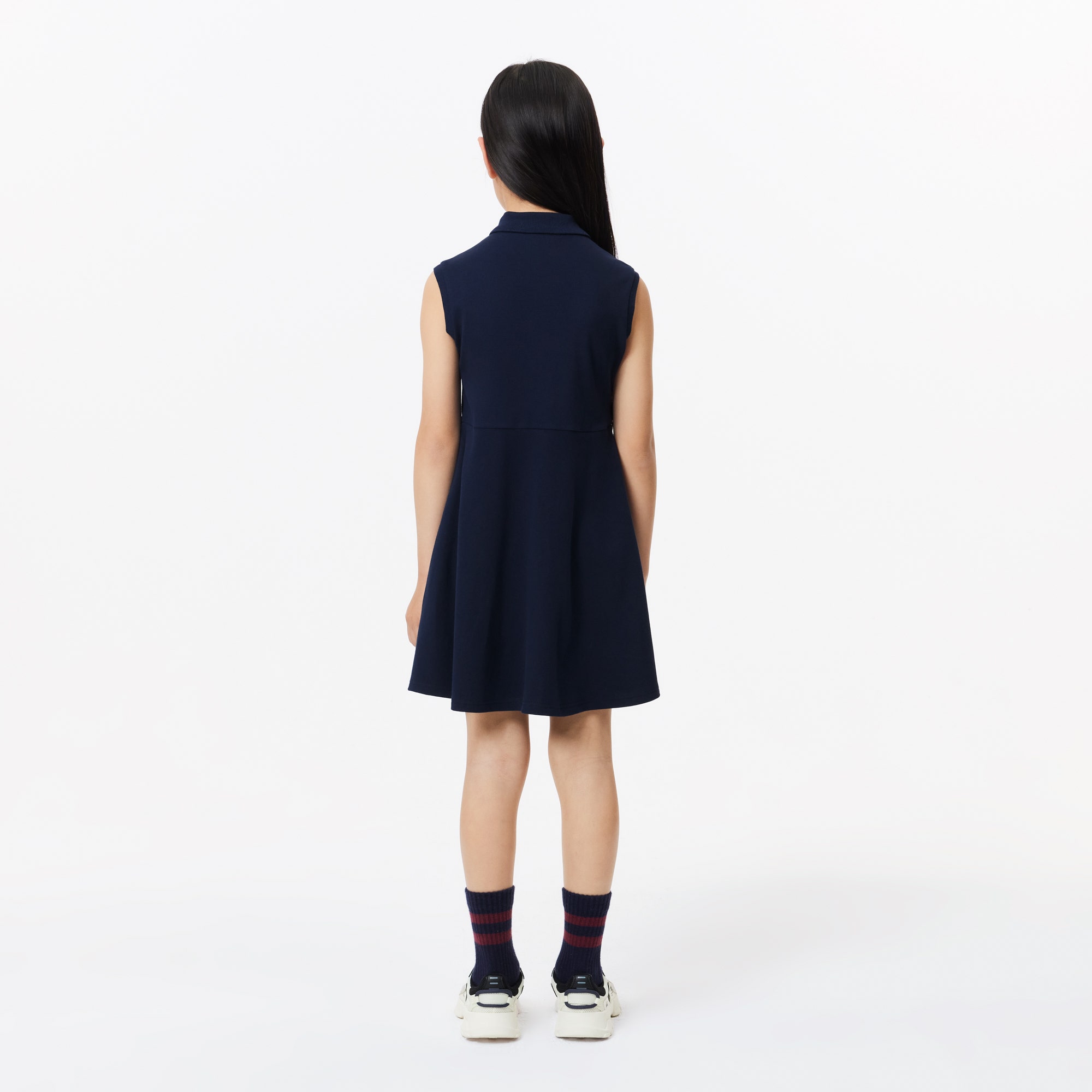 Girls' Lacoste Fit and Flare Stretch Pique Polo Dress