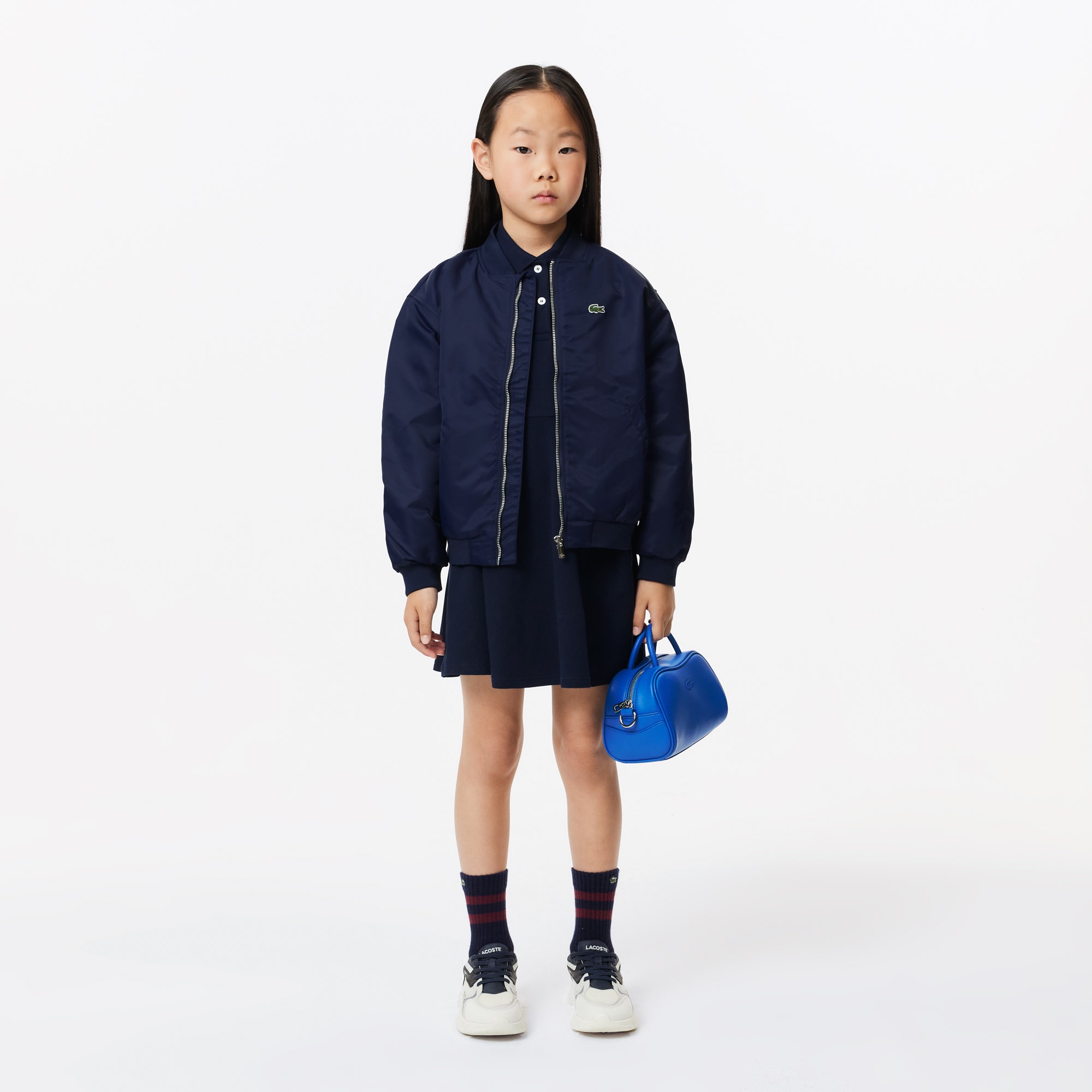 Girls' Lacoste Fit and Flare Stretch Pique Polo Dress