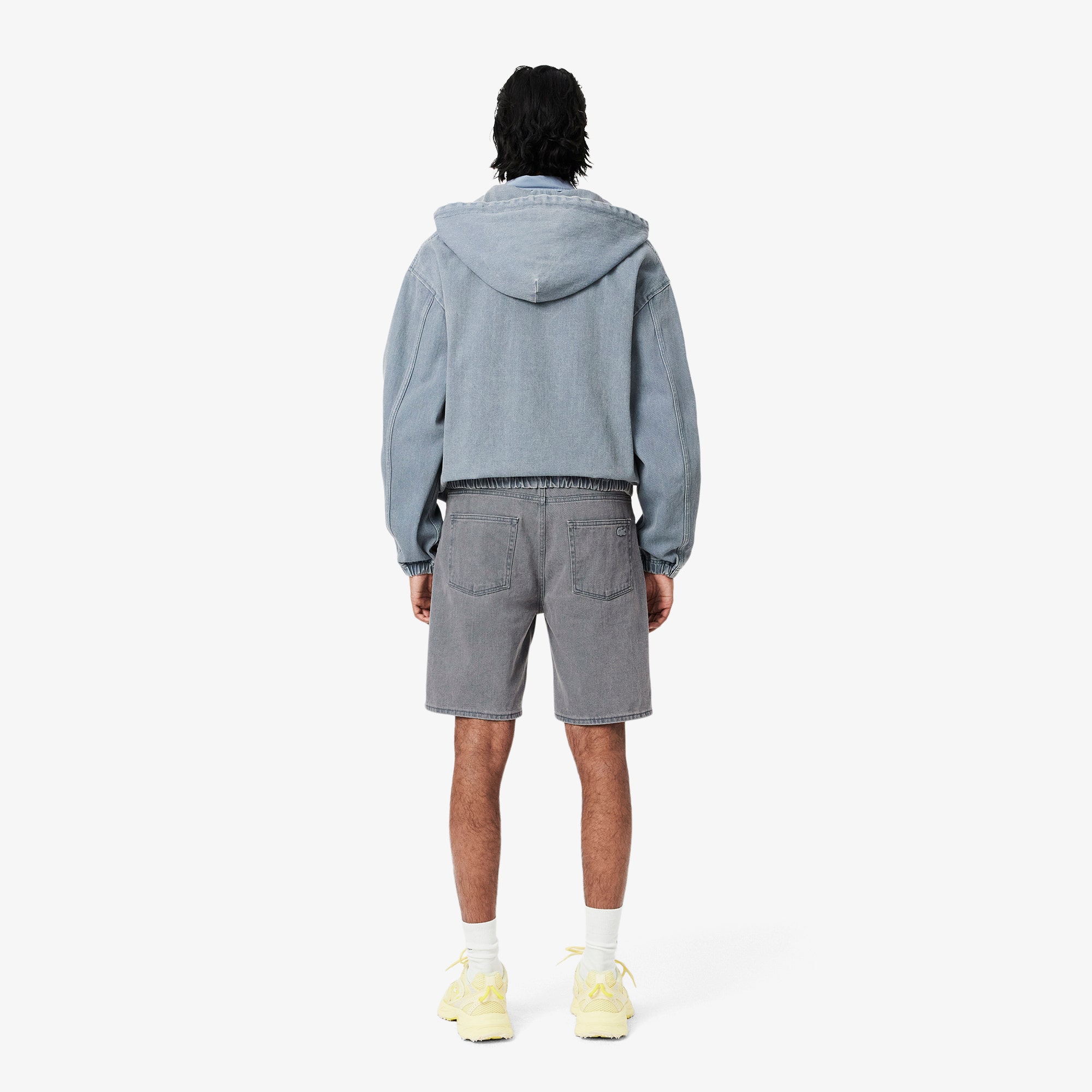 Washed Effect Dyed Denim Bermuda Shorts