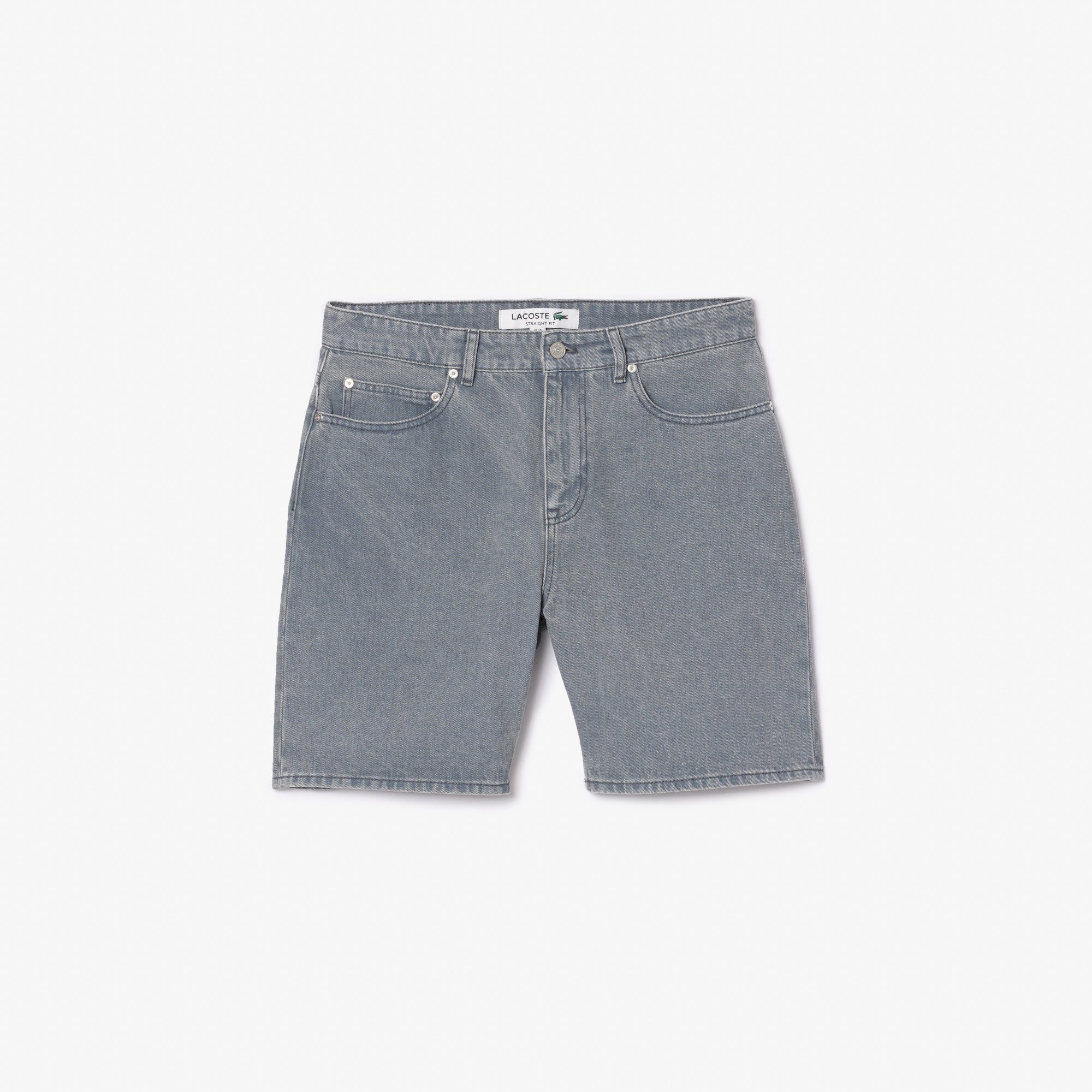 Washed Effect Dyed Denim Bermuda Shorts