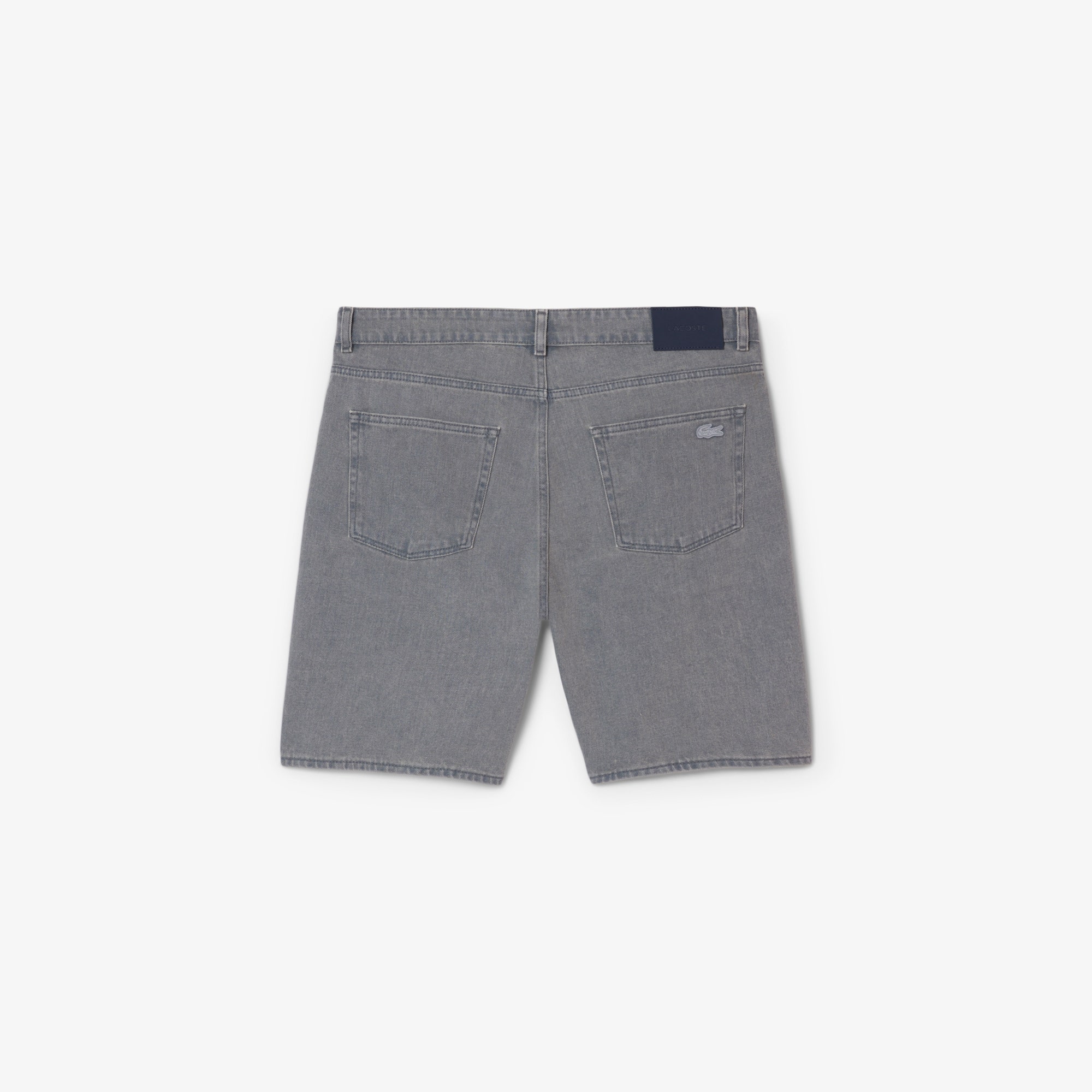 Washed Effect Dyed Denim Bermuda Shorts