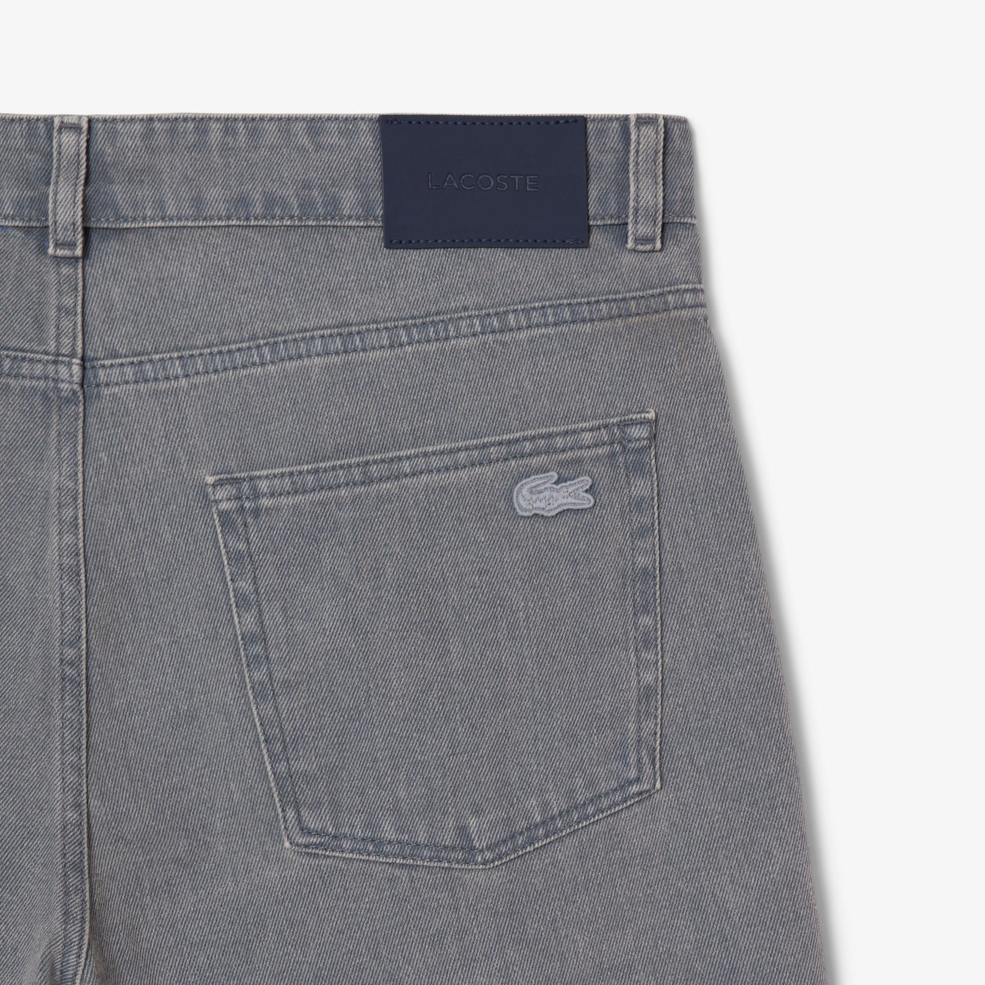 Washed Effect Dyed Denim Bermuda Shorts