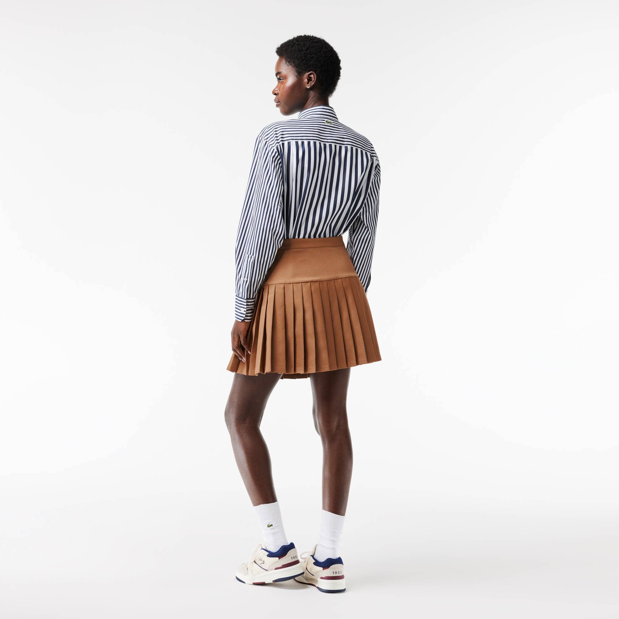 Short Pleated Button Waist Skirt