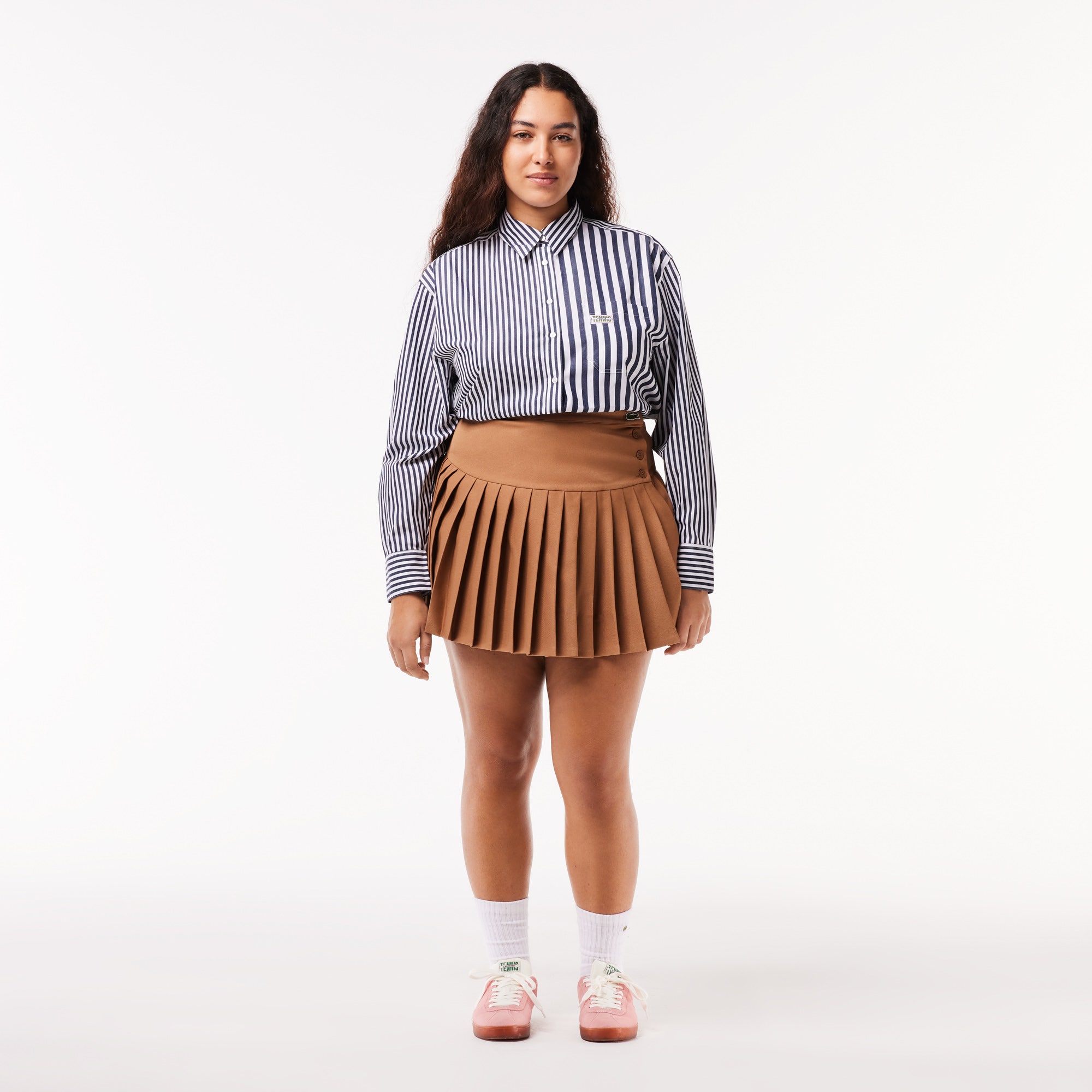 Short Pleated Button Waist Skirt