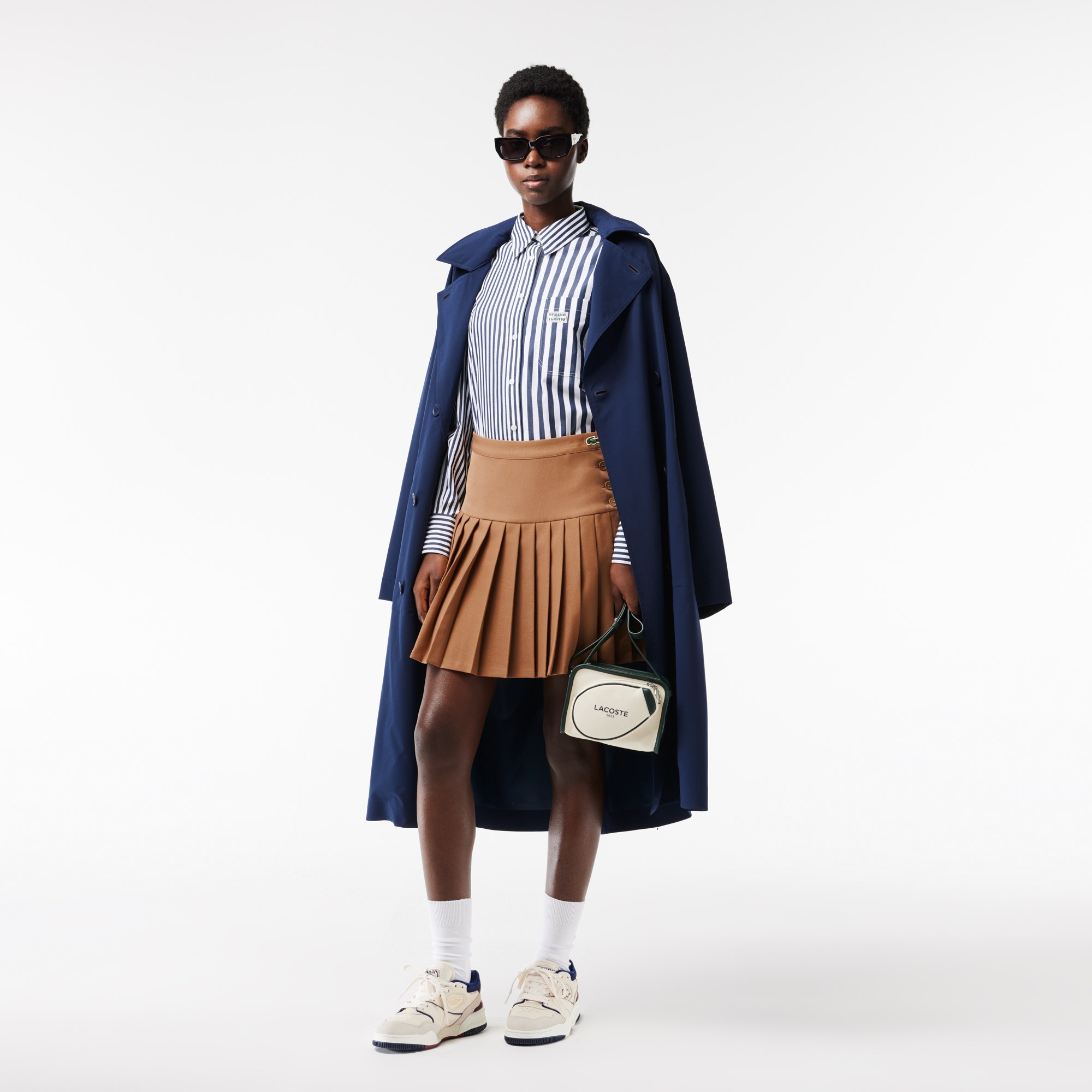 Short Pleated Button Waist Skirt