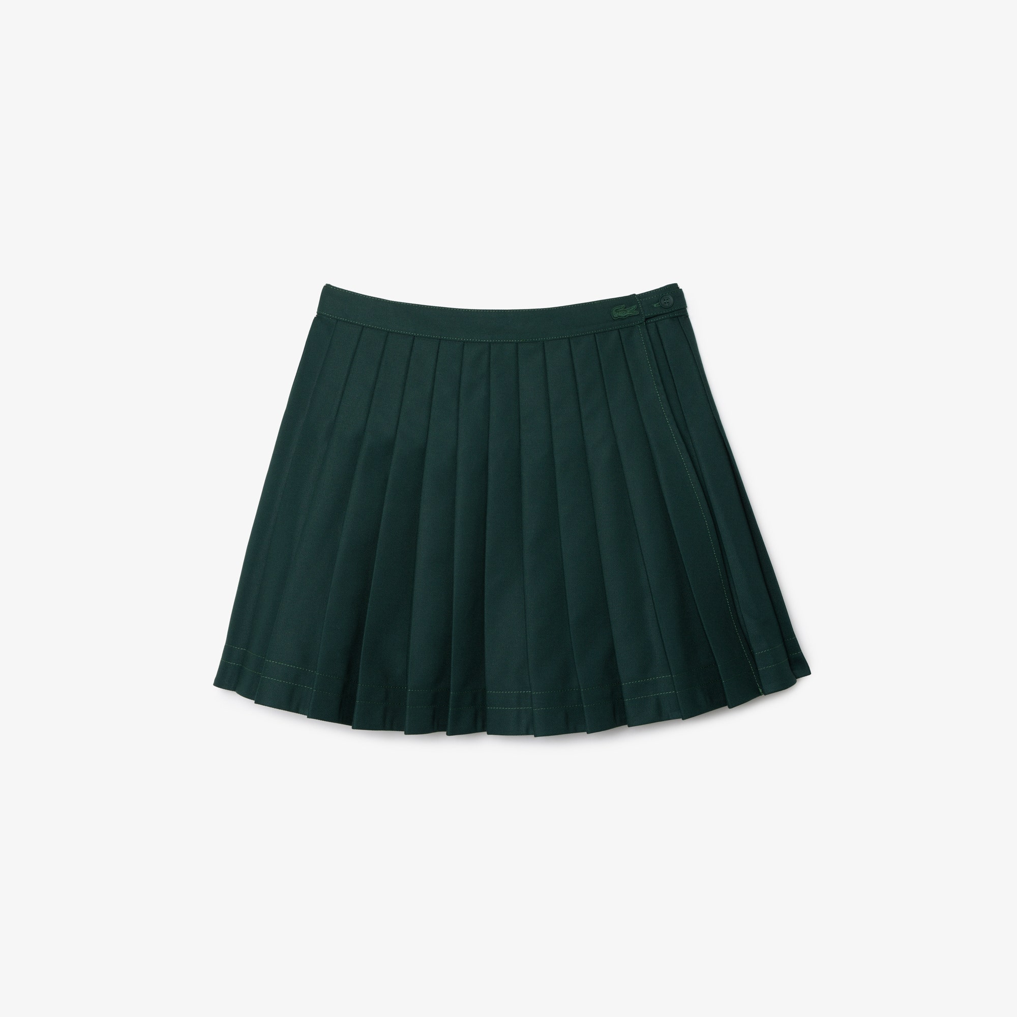 Contrast Topstitched Pleated Skirt