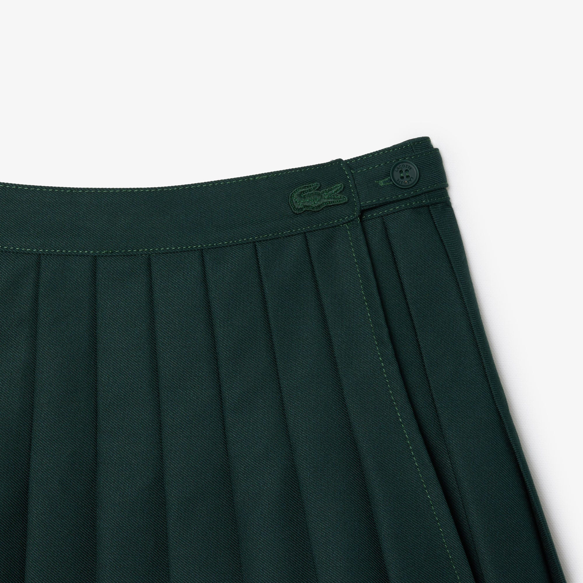 Contrast Topstitched Pleated Skirt