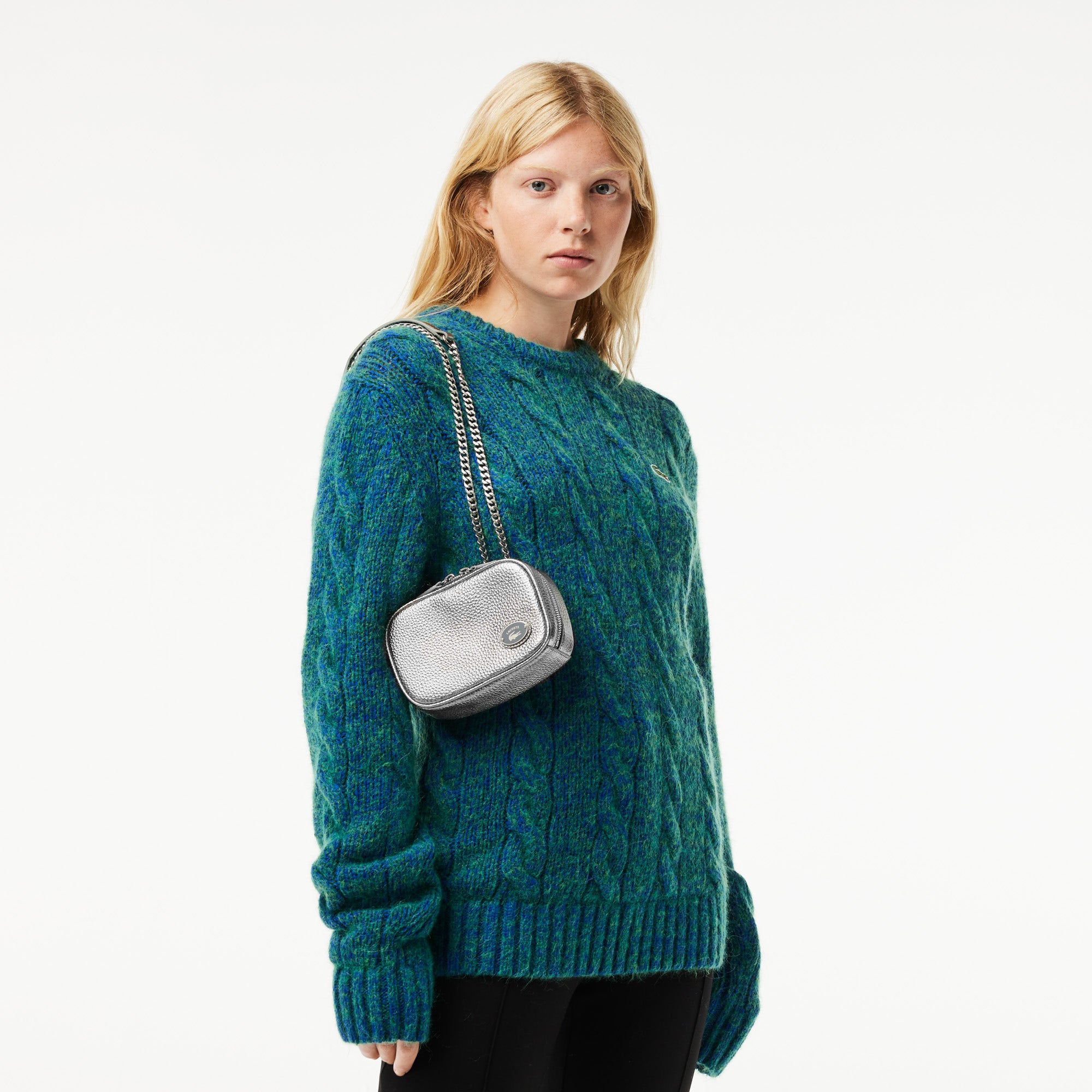 Women s Lacoste Top Leather Square Shoulder Bag 