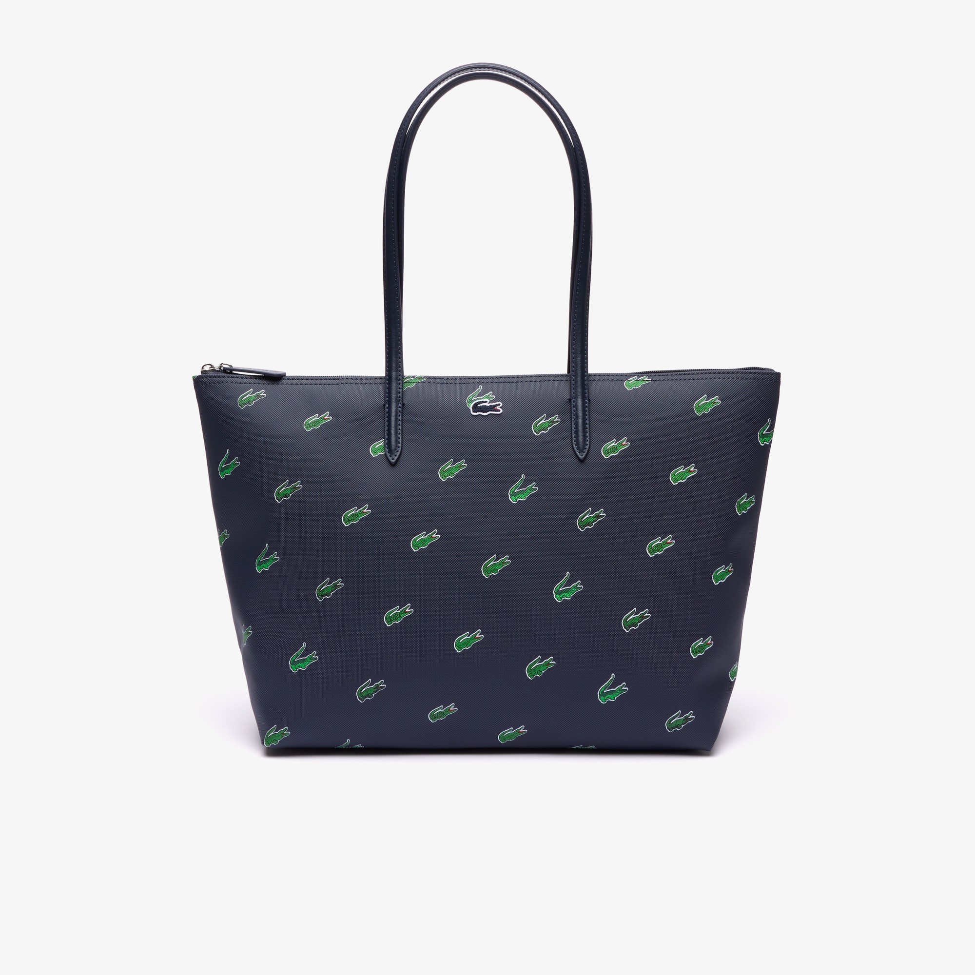 Coated Canvas Croc Print Tote Bag