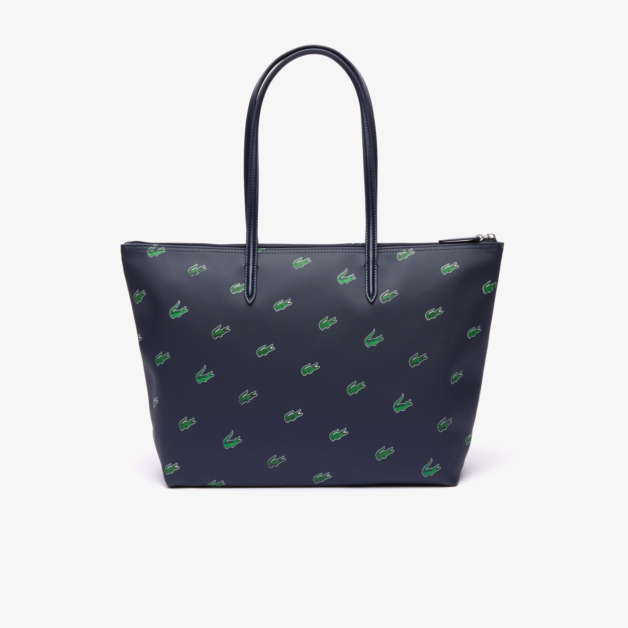 Coated Canvas Croc Print Tote Bag