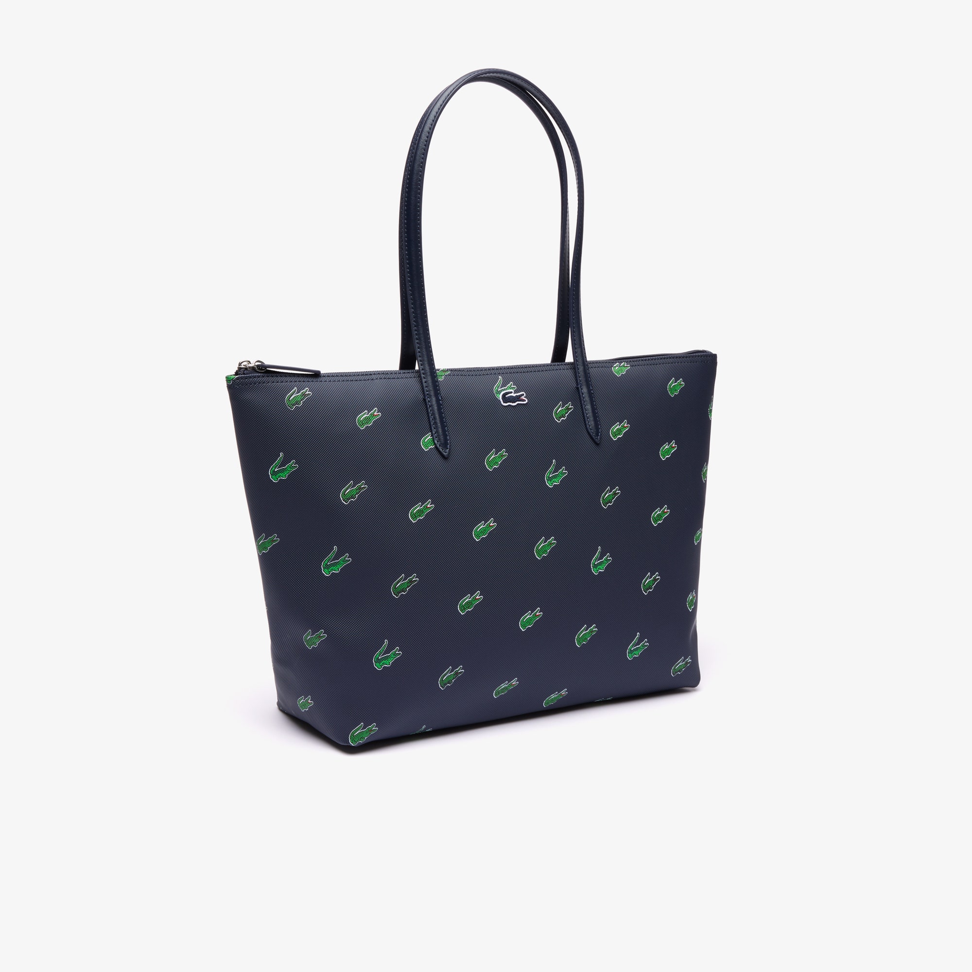 Coated Canvas Croc Print Tote Bag