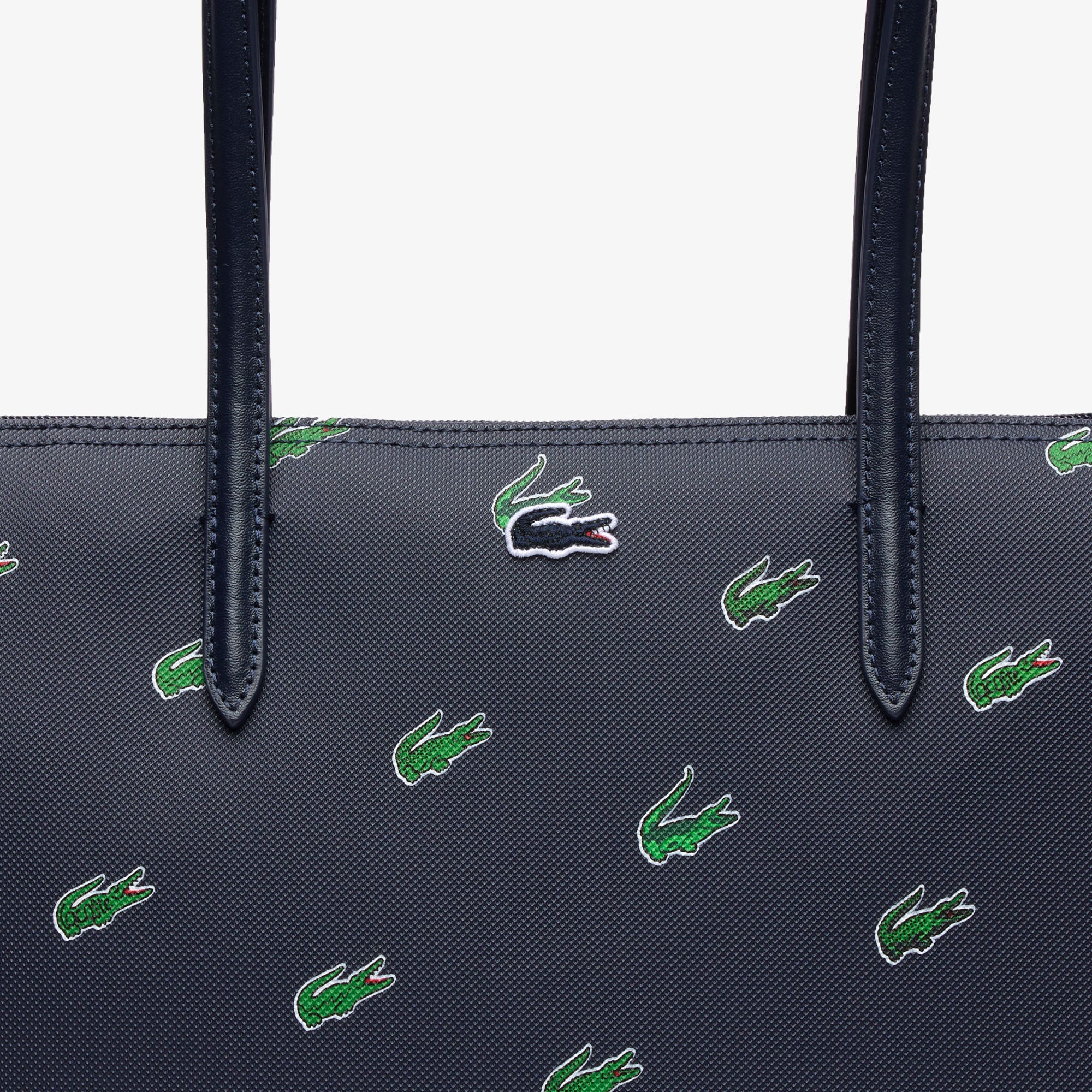 Coated Canvas Croc Print Tote Bag