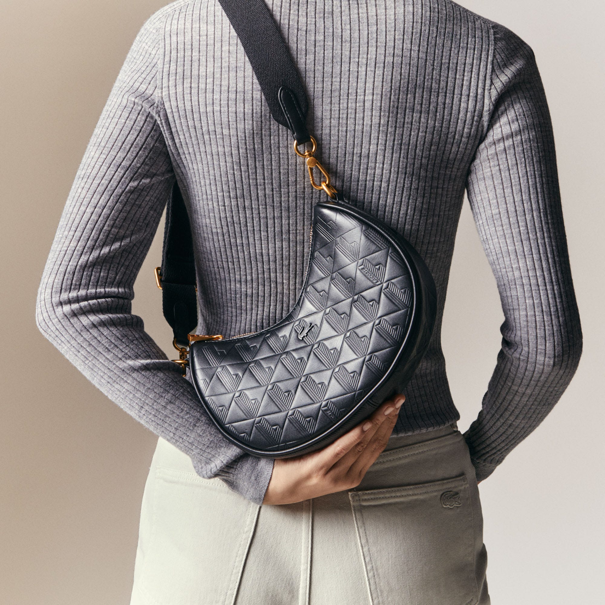 Maheki Embossed Leather Half Moon Purse
