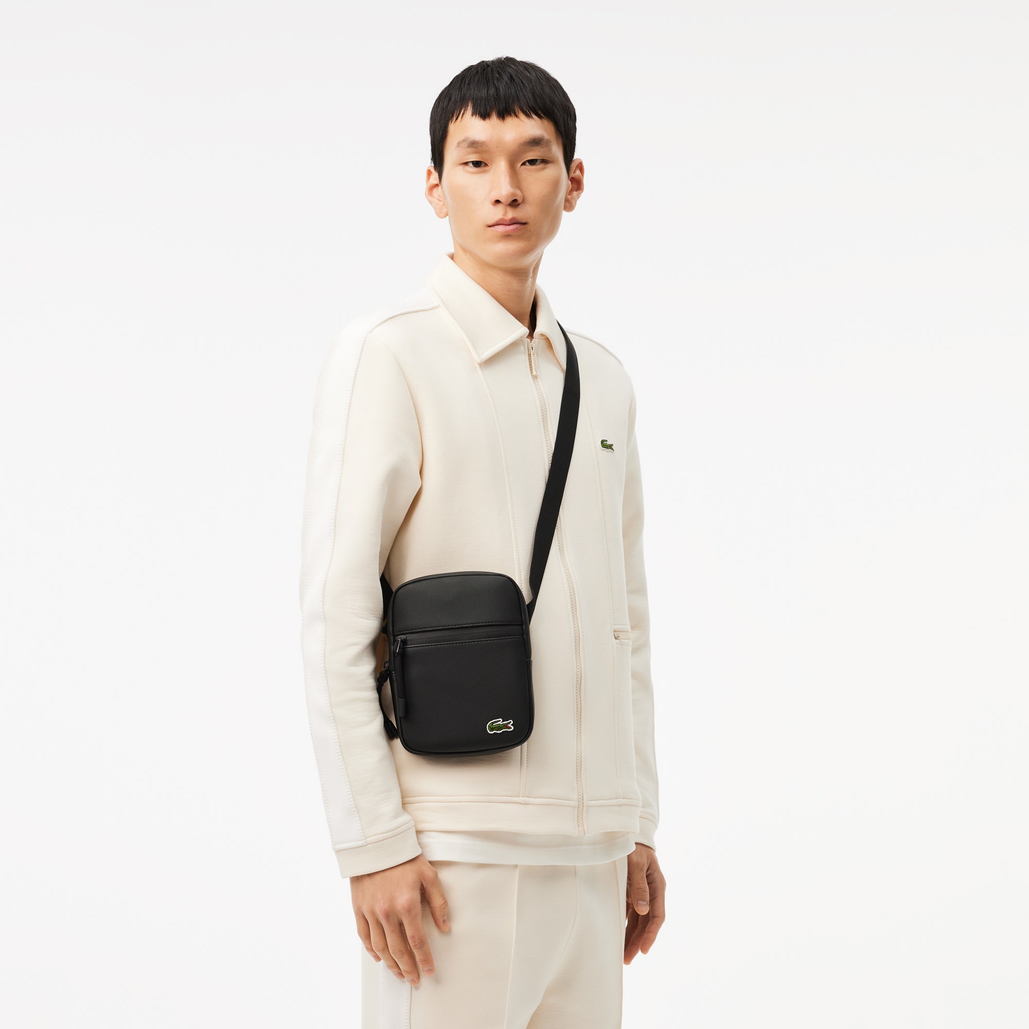 Men's LCST Coated Canvas Small Flat Crossbody Bag