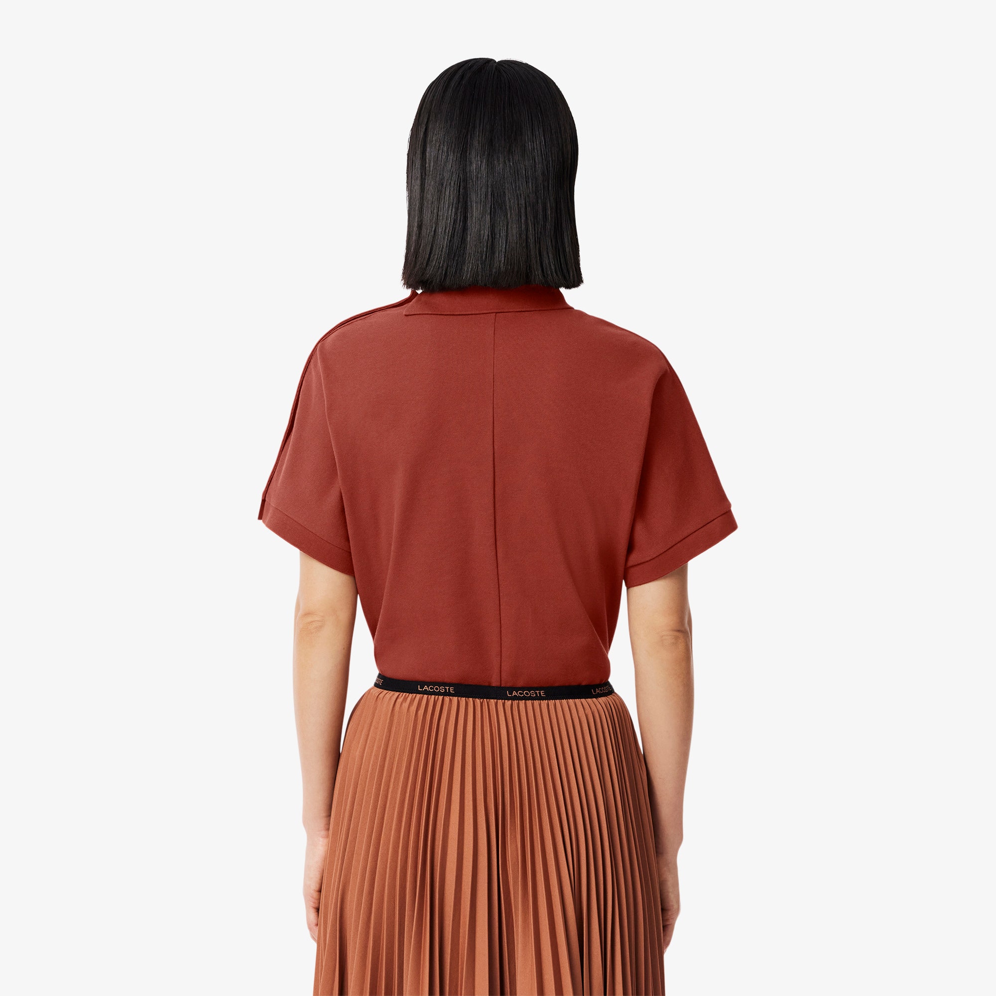 Asymmetric Draped Pique Polo Shirt