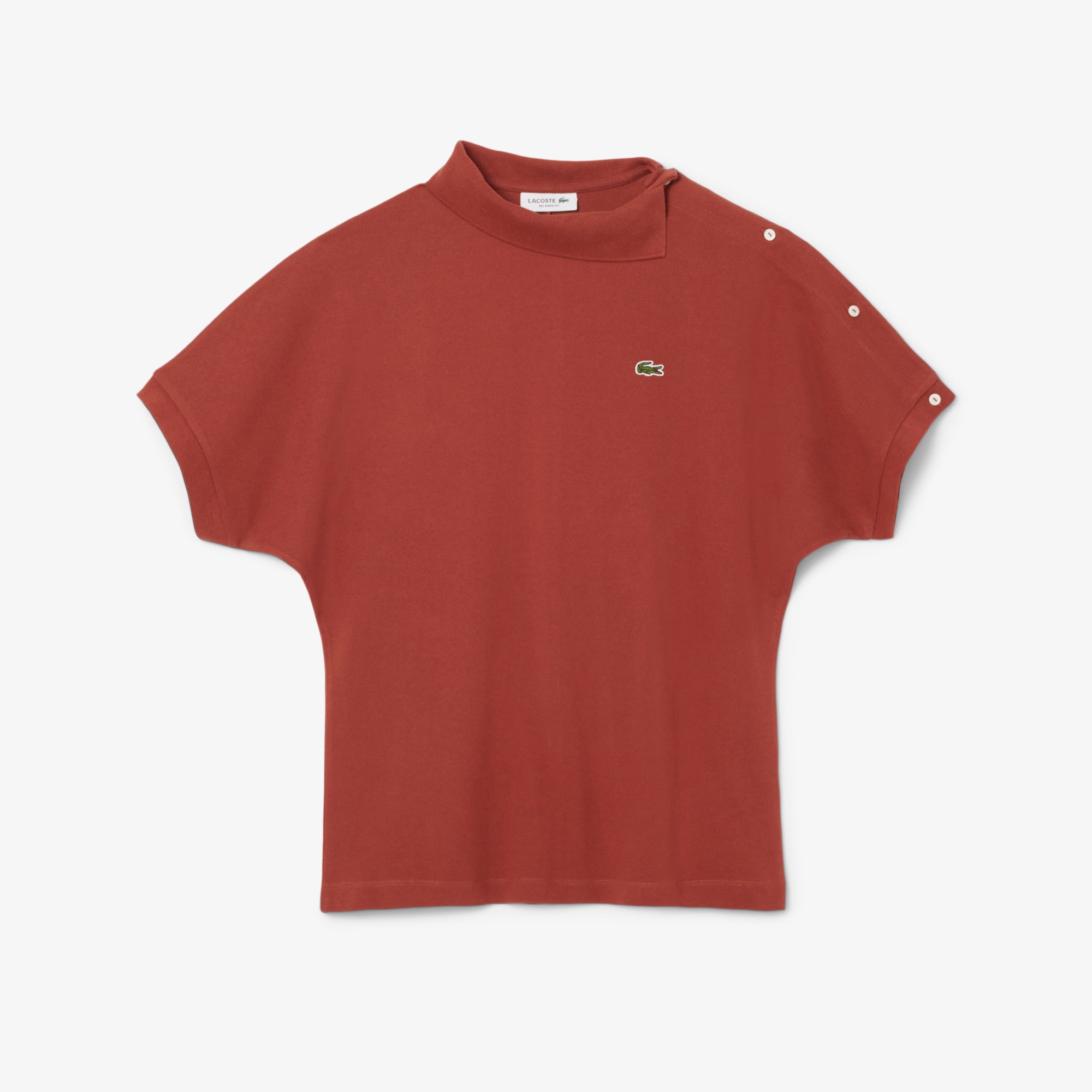 Asymmetric Draped Pique Polo Shirt