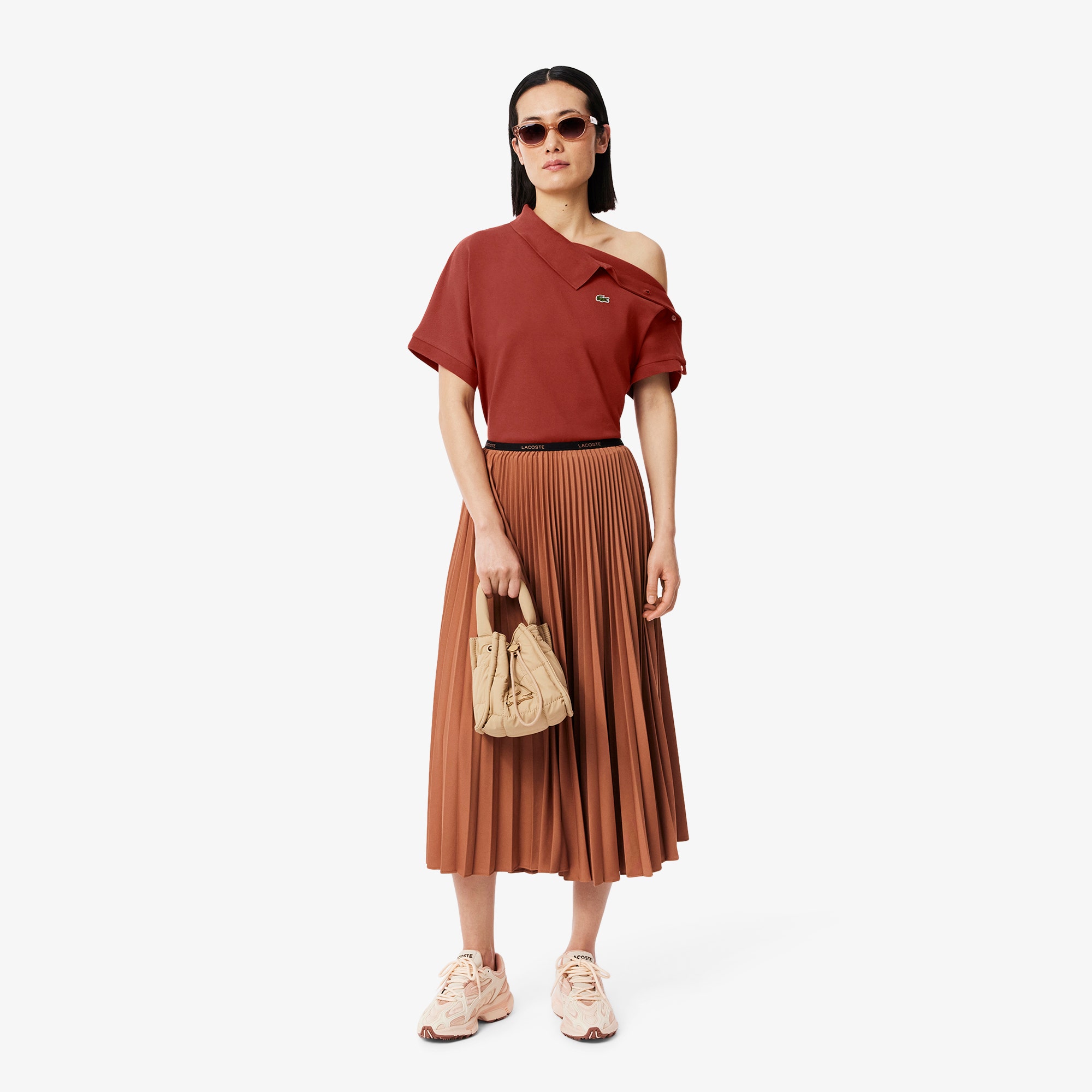 Asymmetric Draped Pique Polo Shirt