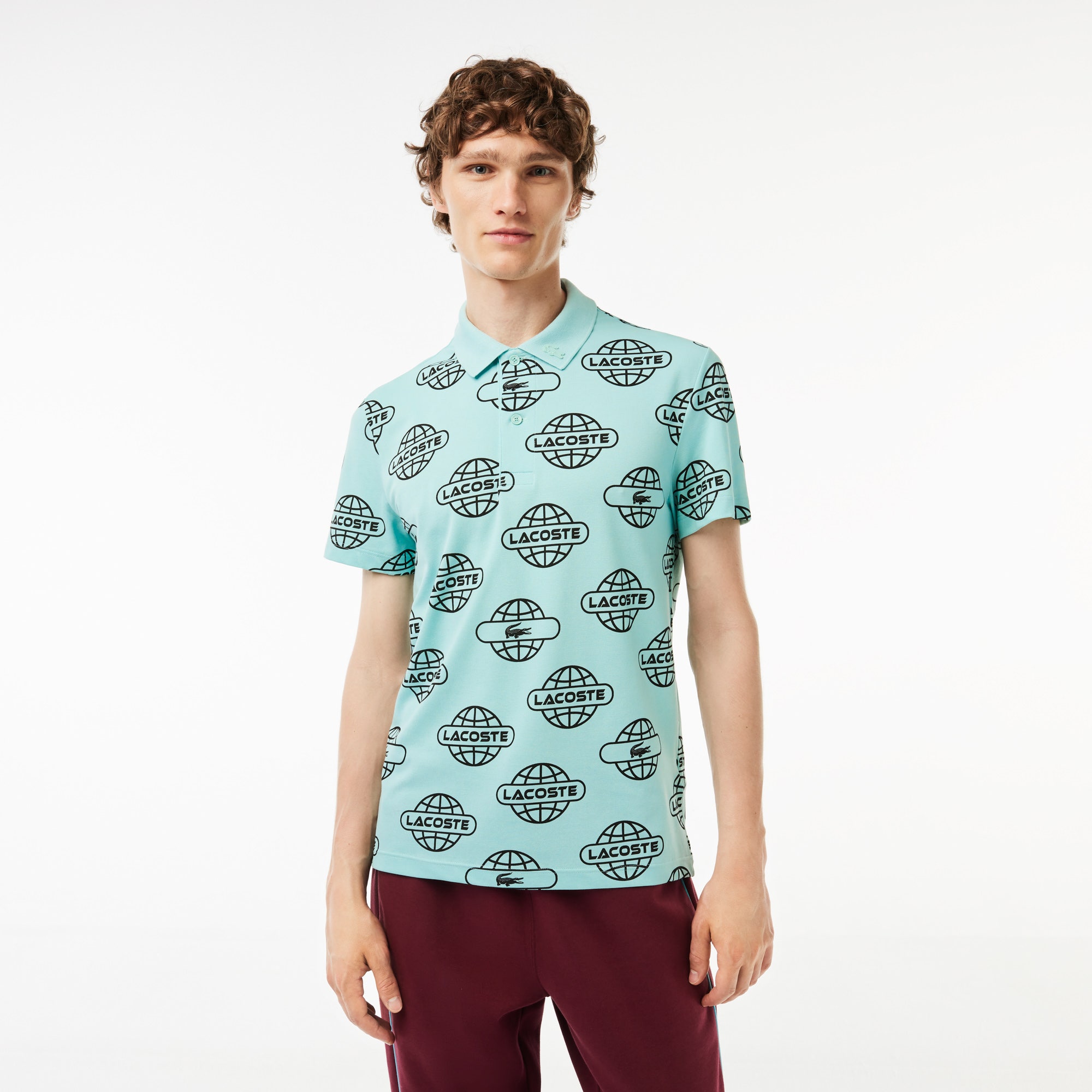 Globe Print Ultralight Pique Lacoste Movement Polo Shirt