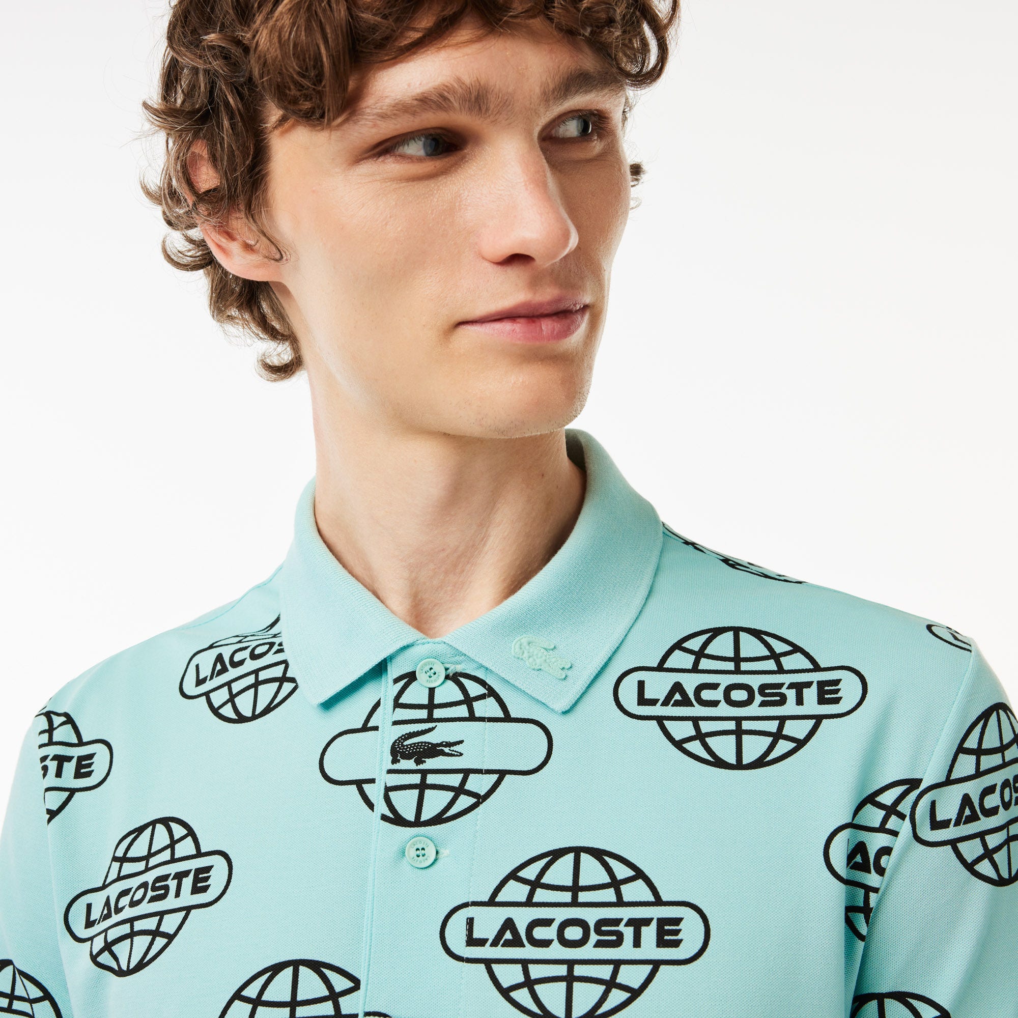 Globe Print Ultralight Pique Lacoste Movement Polo Shirt