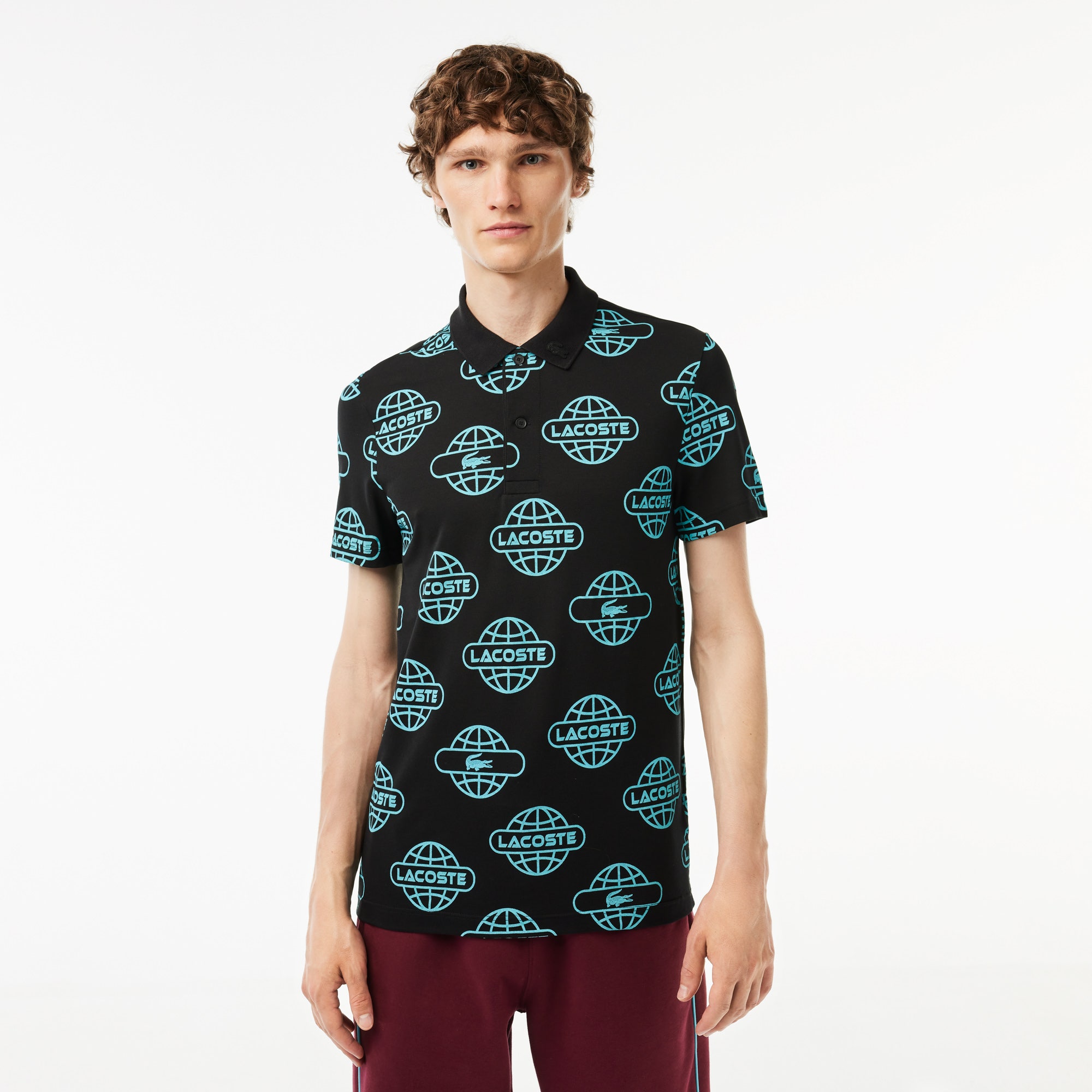 Globe Print Ultralight Pique Lacoste Movement Polo Shirt