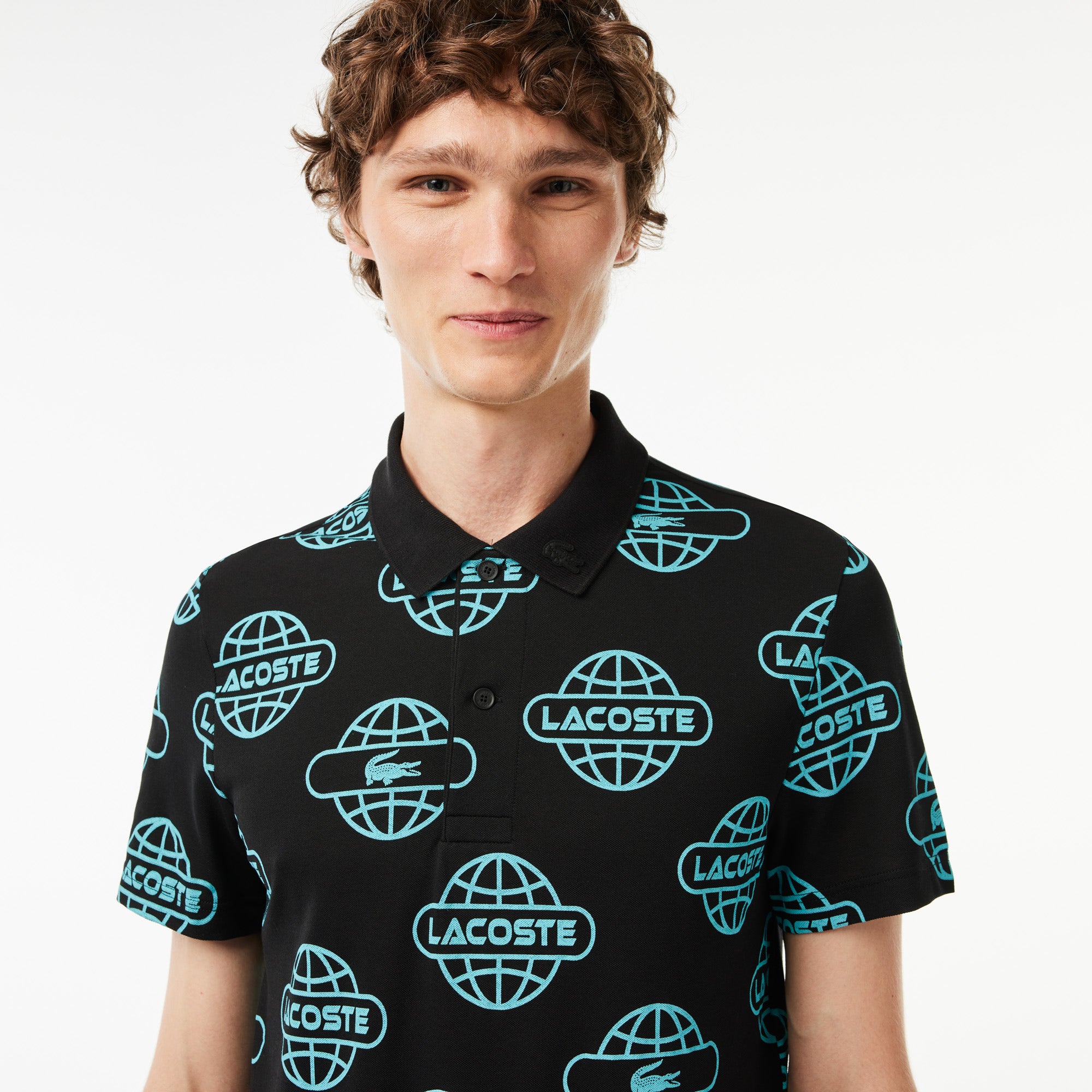 Globe Print Ultralight Pique Lacoste Movement Polo Shirt
