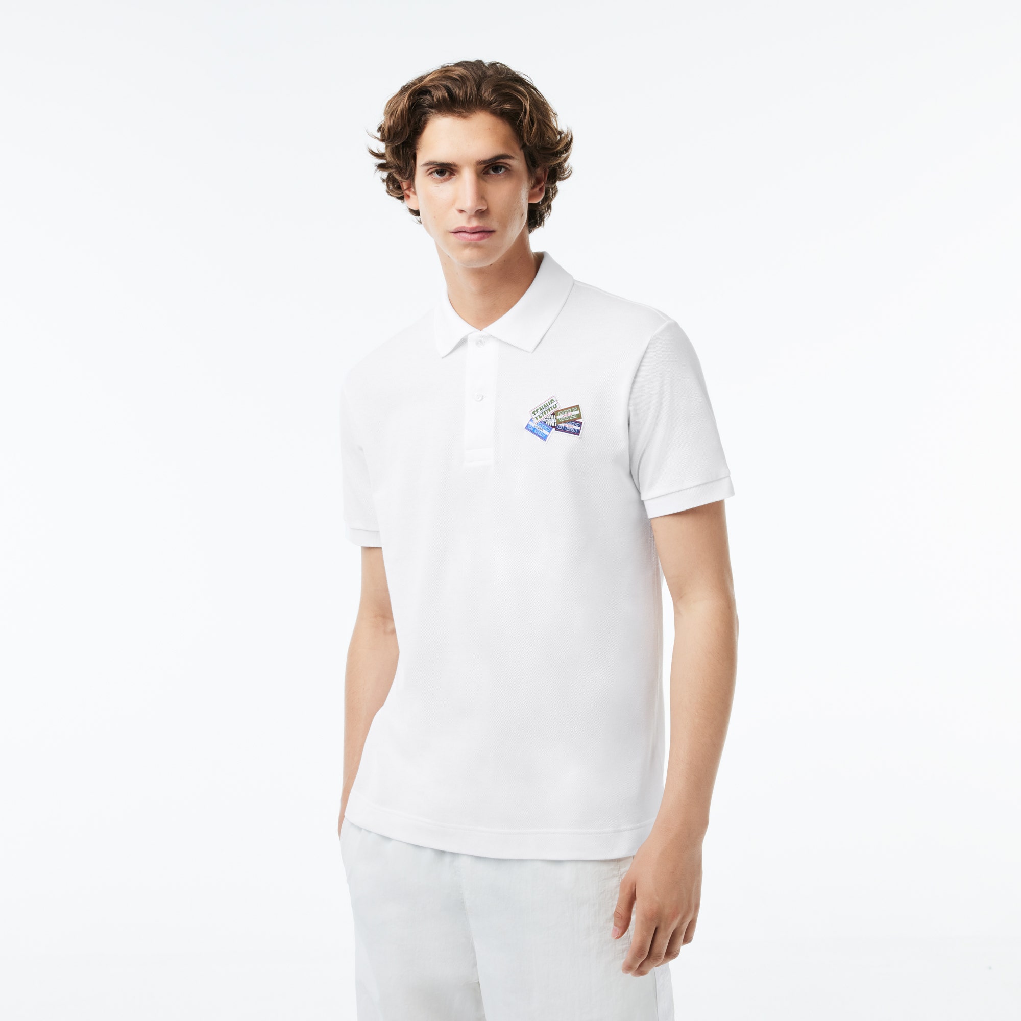 Cotton Pique L.12.12 Badge Detail Polo Shirt