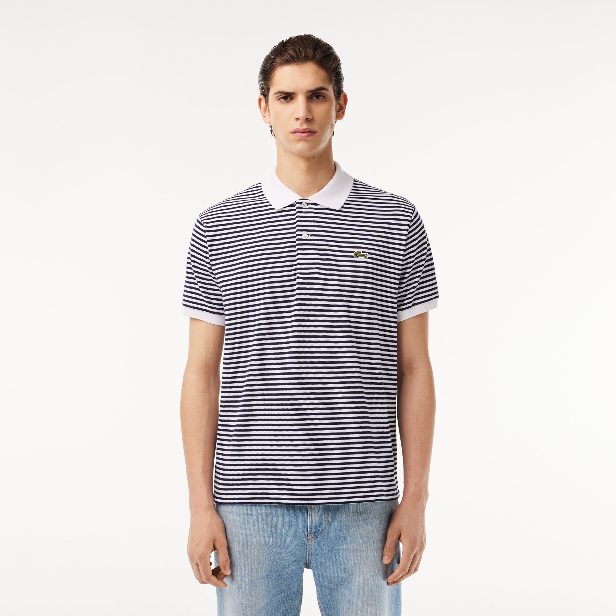 Classic Fit L.12.12 Striped Petit Pique Polo Shirt