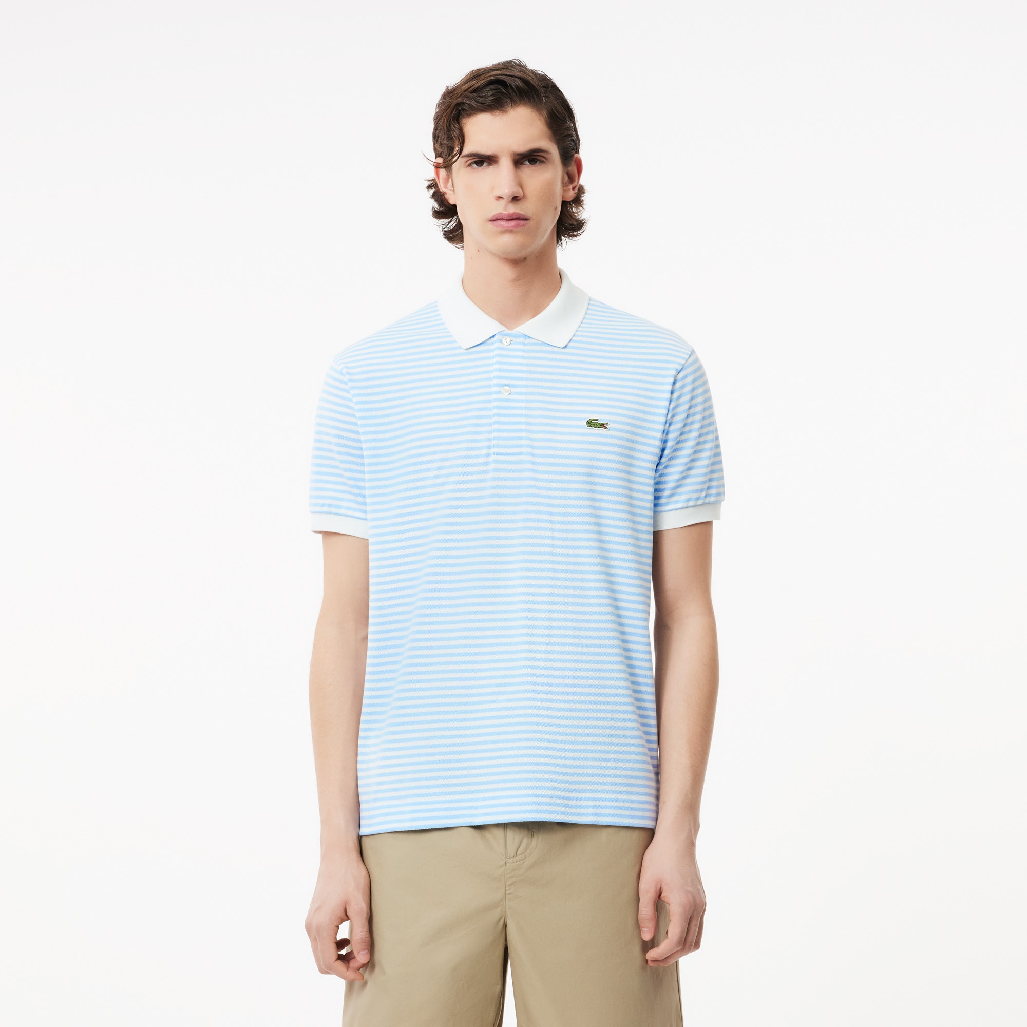 Classic Fit L.12.12 Striped Petit Pique Polo Shirt