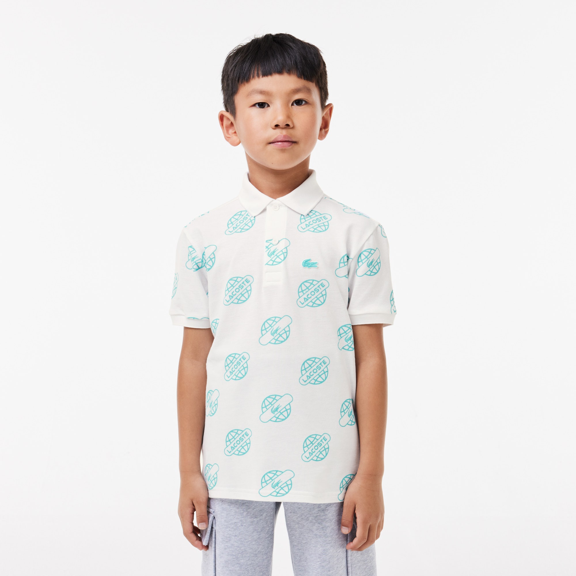 Cotton Pique Print Polo Shirt