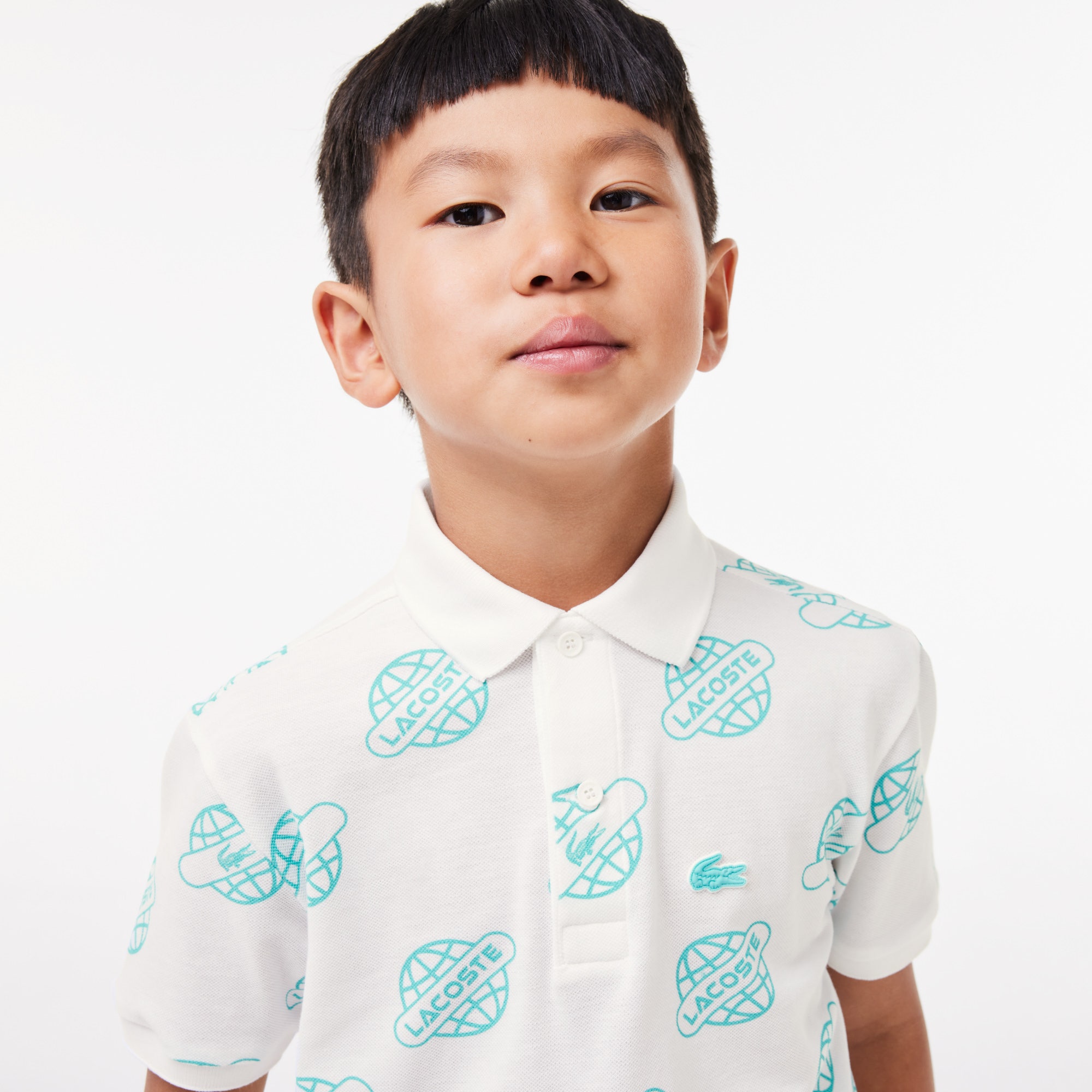 Cotton Pique Print Polo Shirt