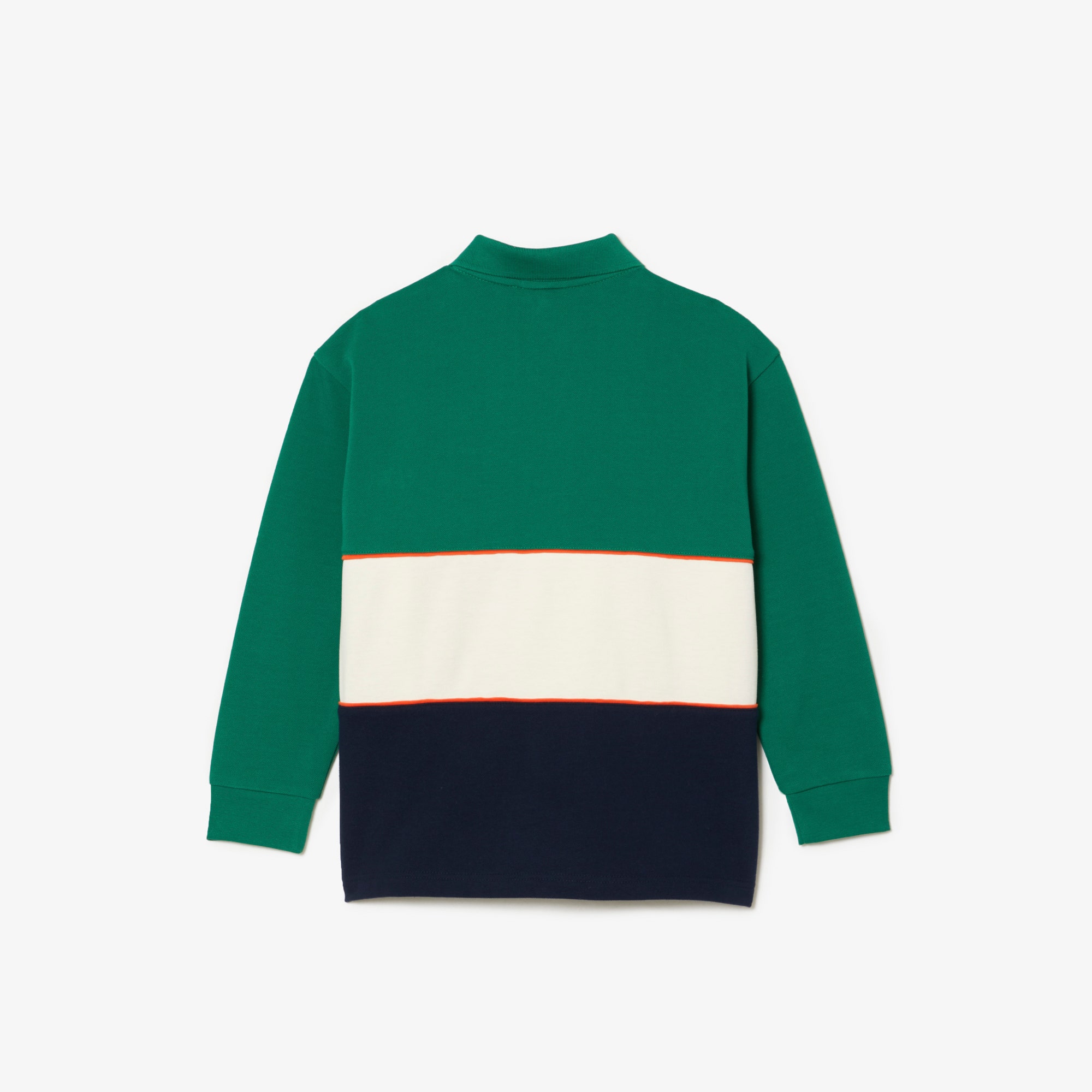 Long Sleeve Cotton Pique Colour-Block Polo Shirt