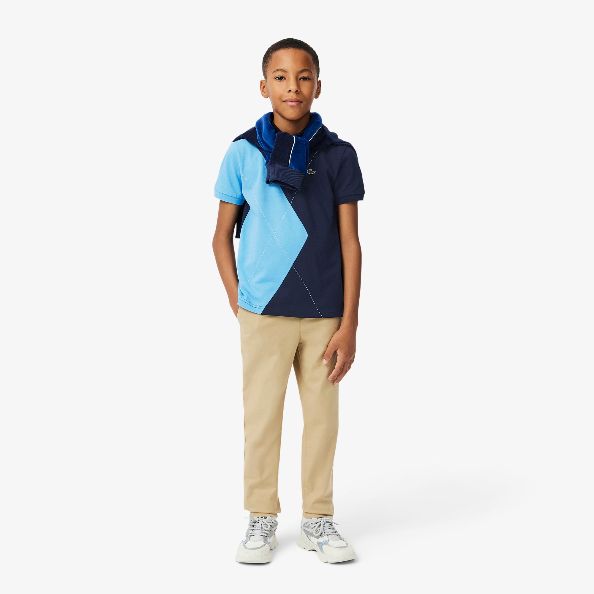 Contrast Argyle Mini Pique Polo Shirt