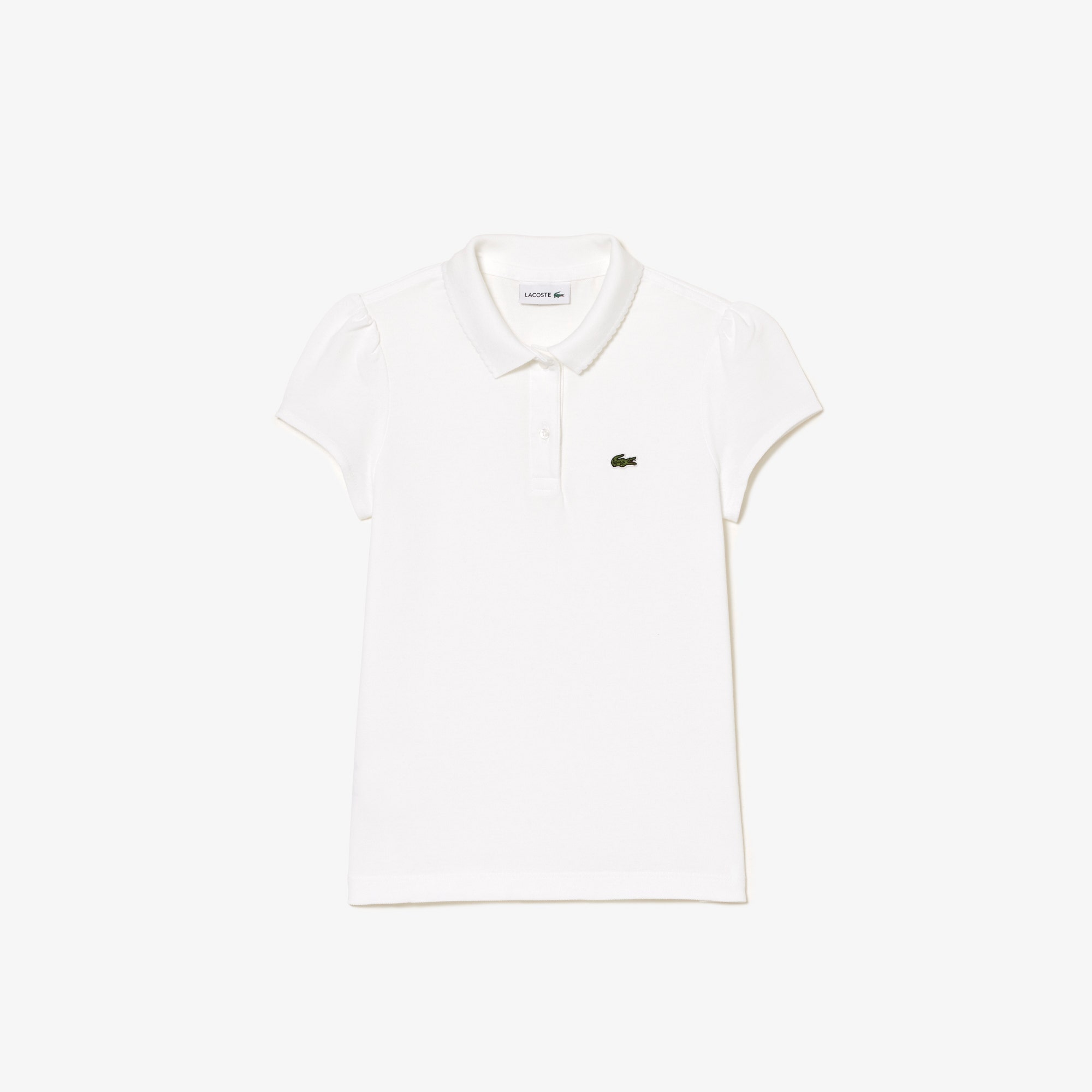Girls' Lacoste Scalloped Collar Mini Pique Polo Shirt