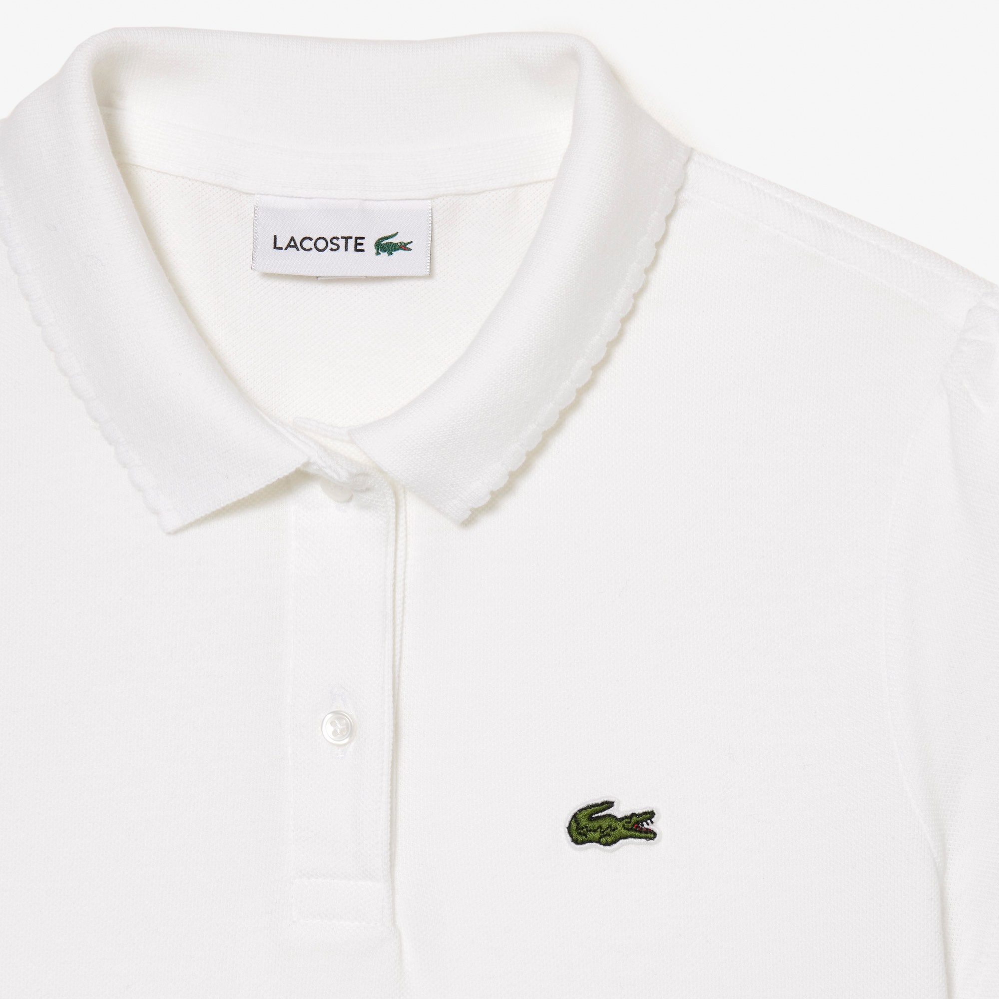 Girls' Lacoste Scalloped Collar Mini Pique Polo Shirt
