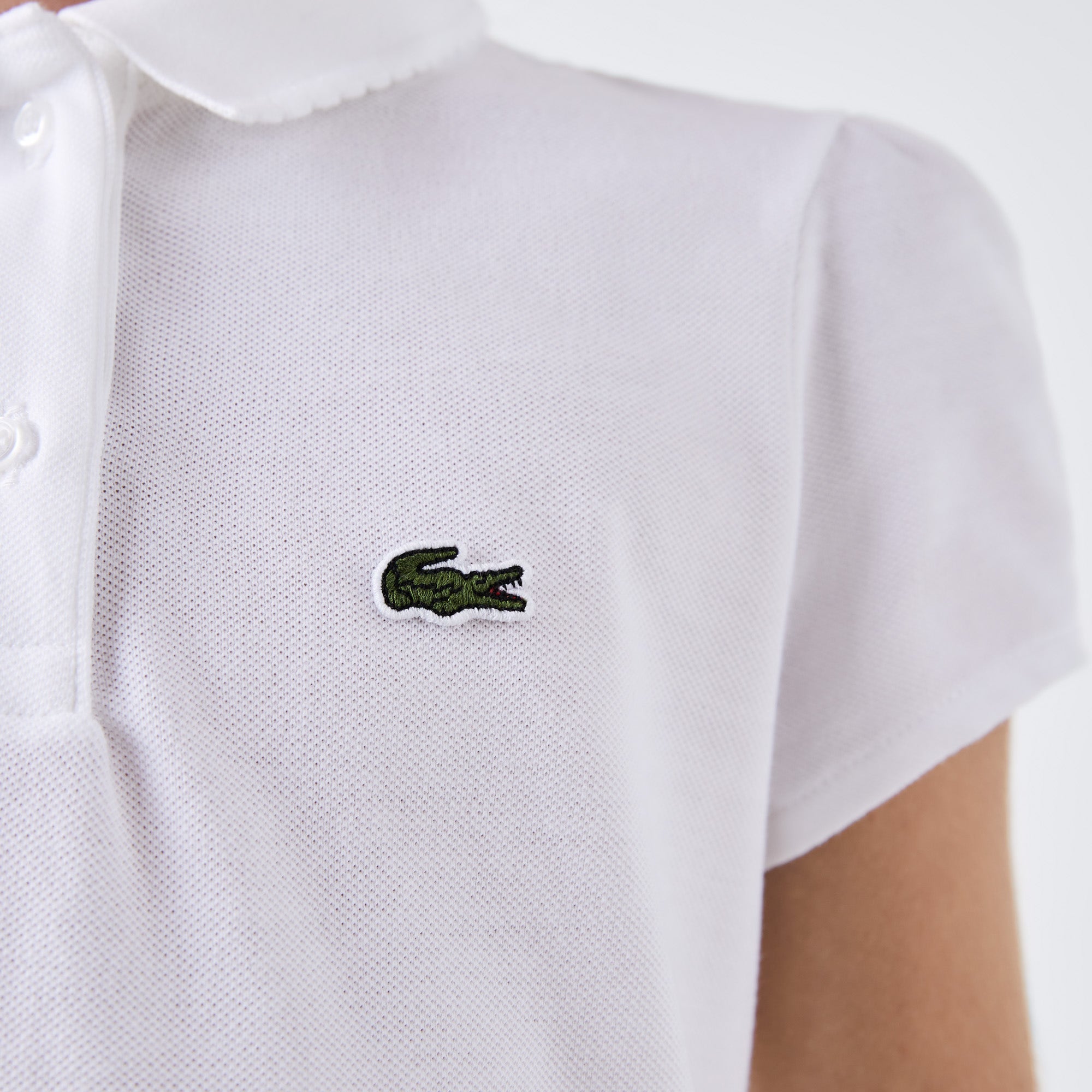 Girls' Lacoste Scalloped Collar Mini Pique Polo Shirt