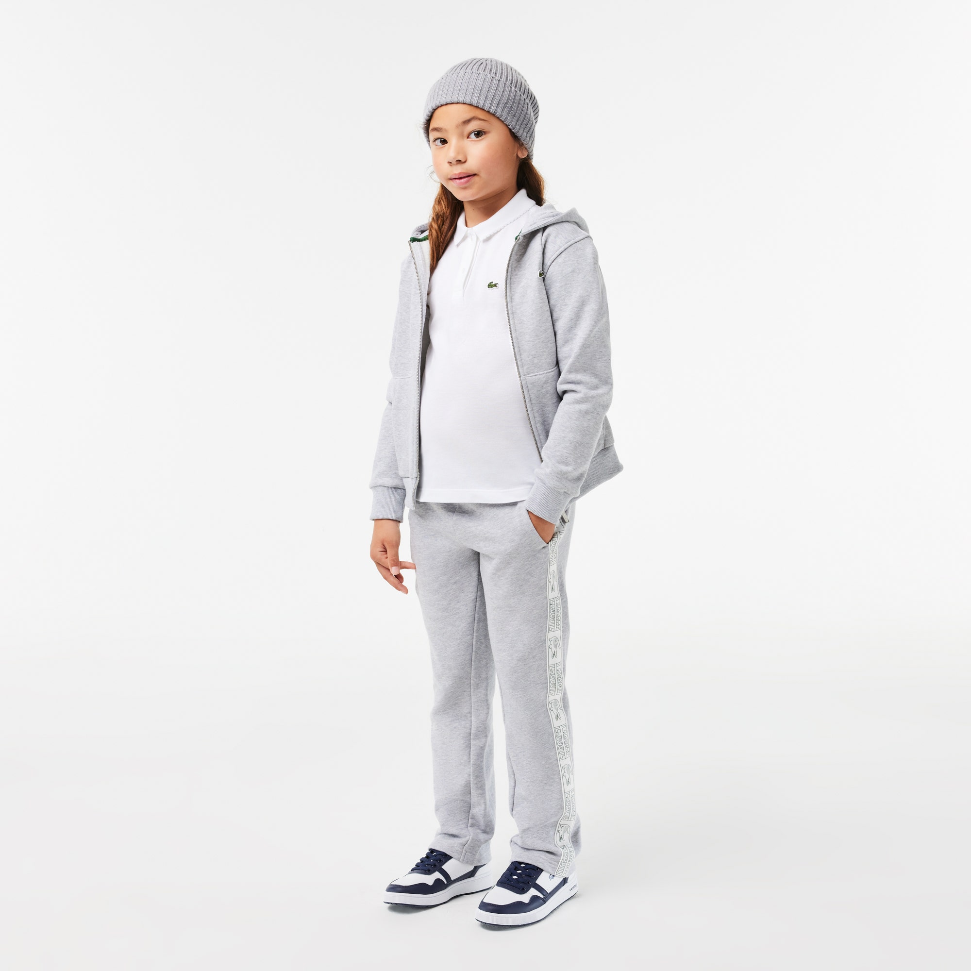 Girls' Lacoste Scalloped Collar Mini Pique Polo Shirt