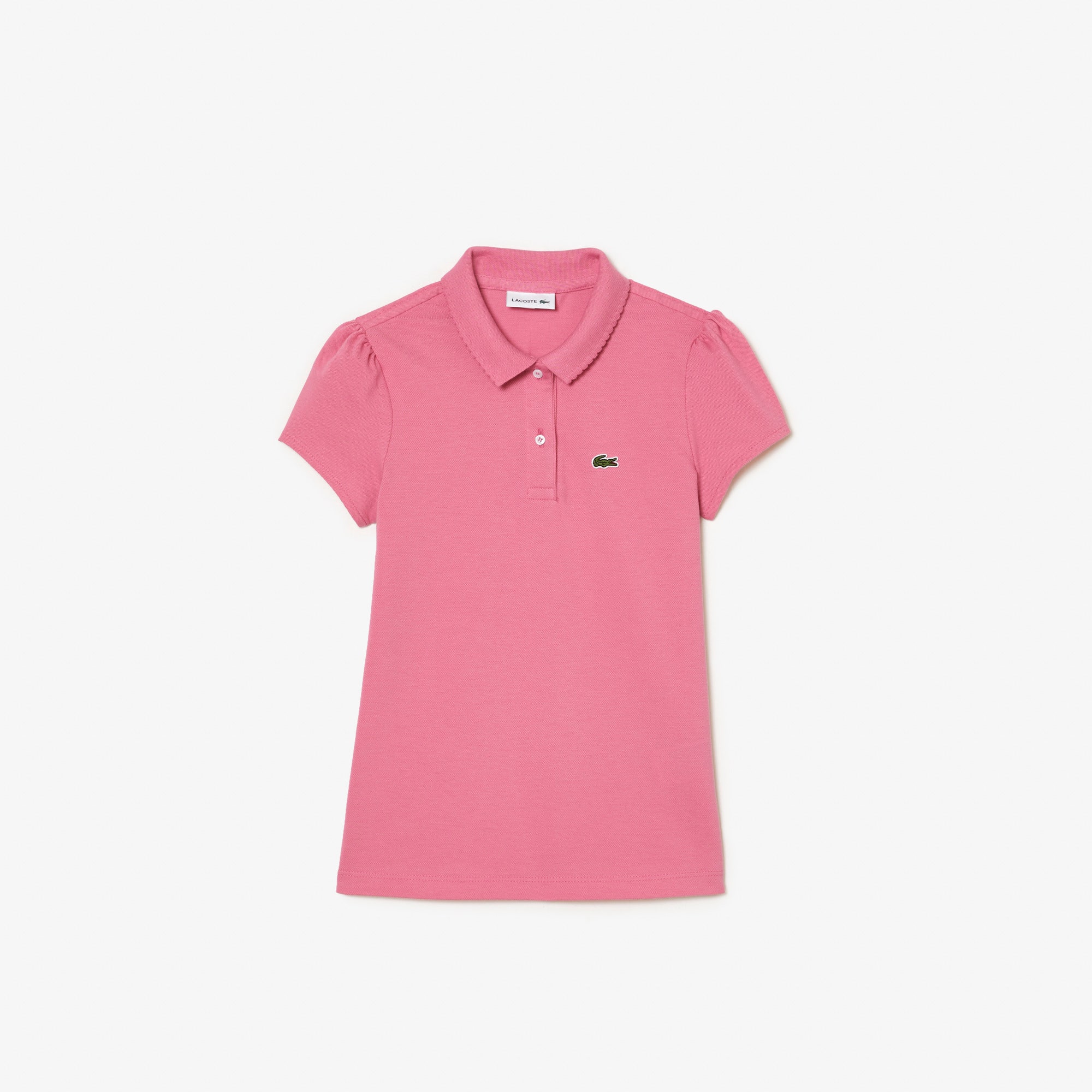 Girls' Lacoste Scalloped Collar Mini Pique Polo Shirt
