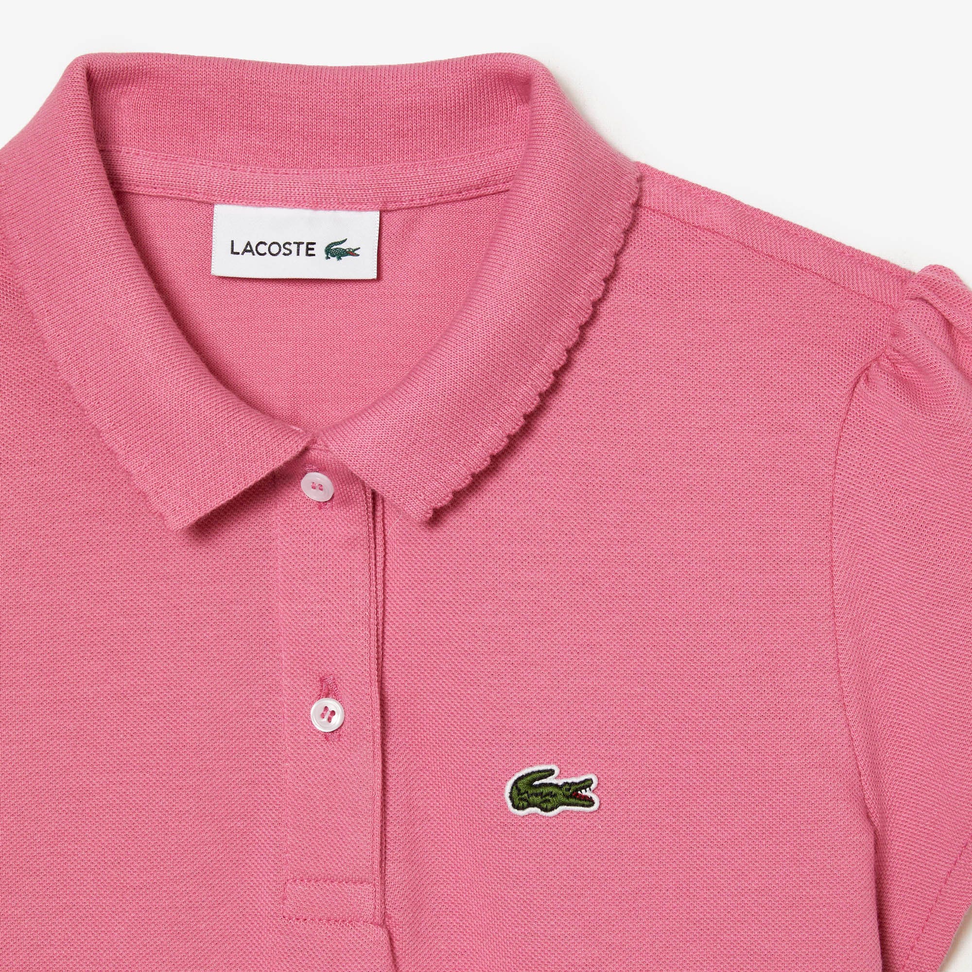 Girls' Lacoste Scalloped Collar Mini Pique Polo Shirt